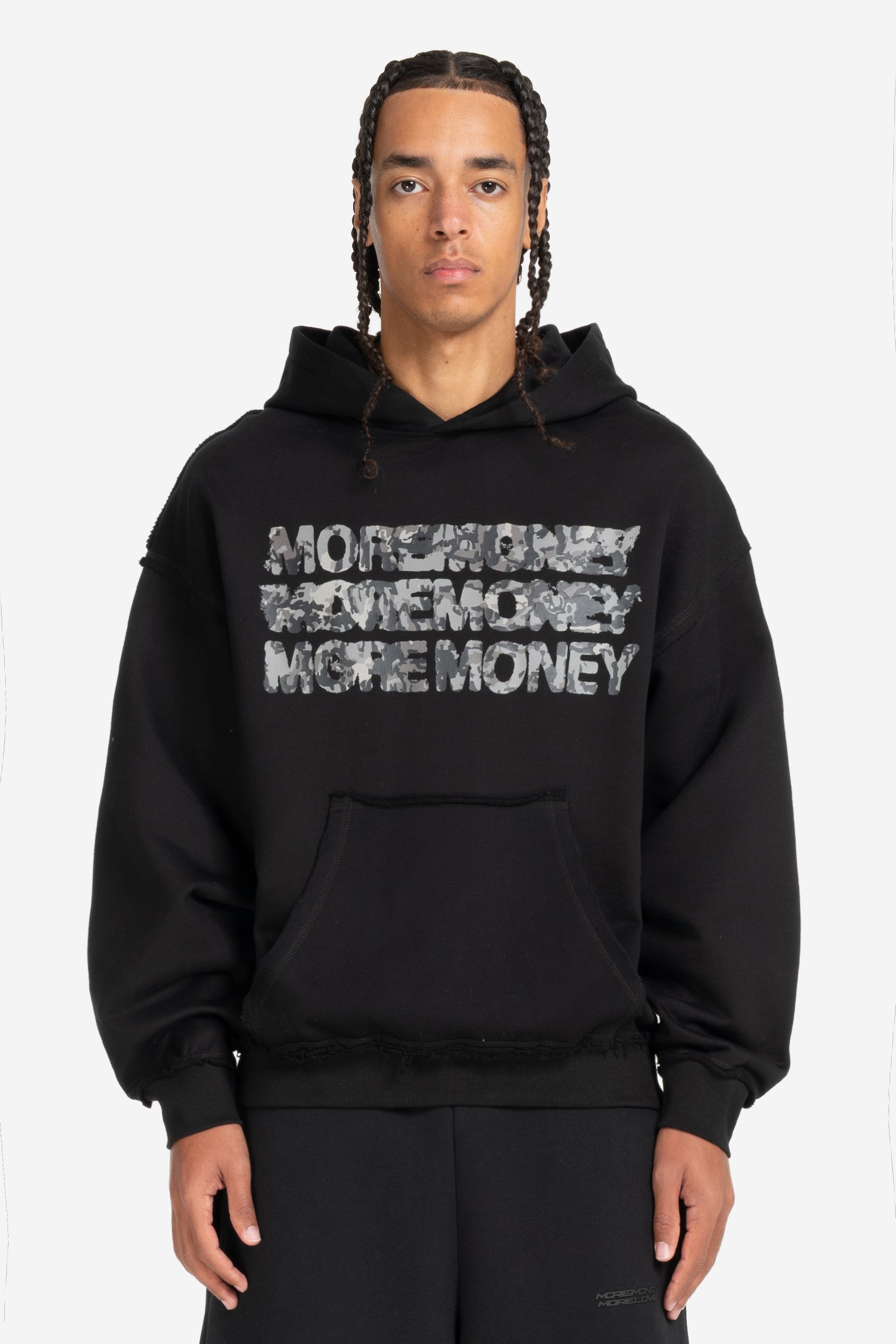 MONEY CALLING FLATLOCK HOODIE BLACK