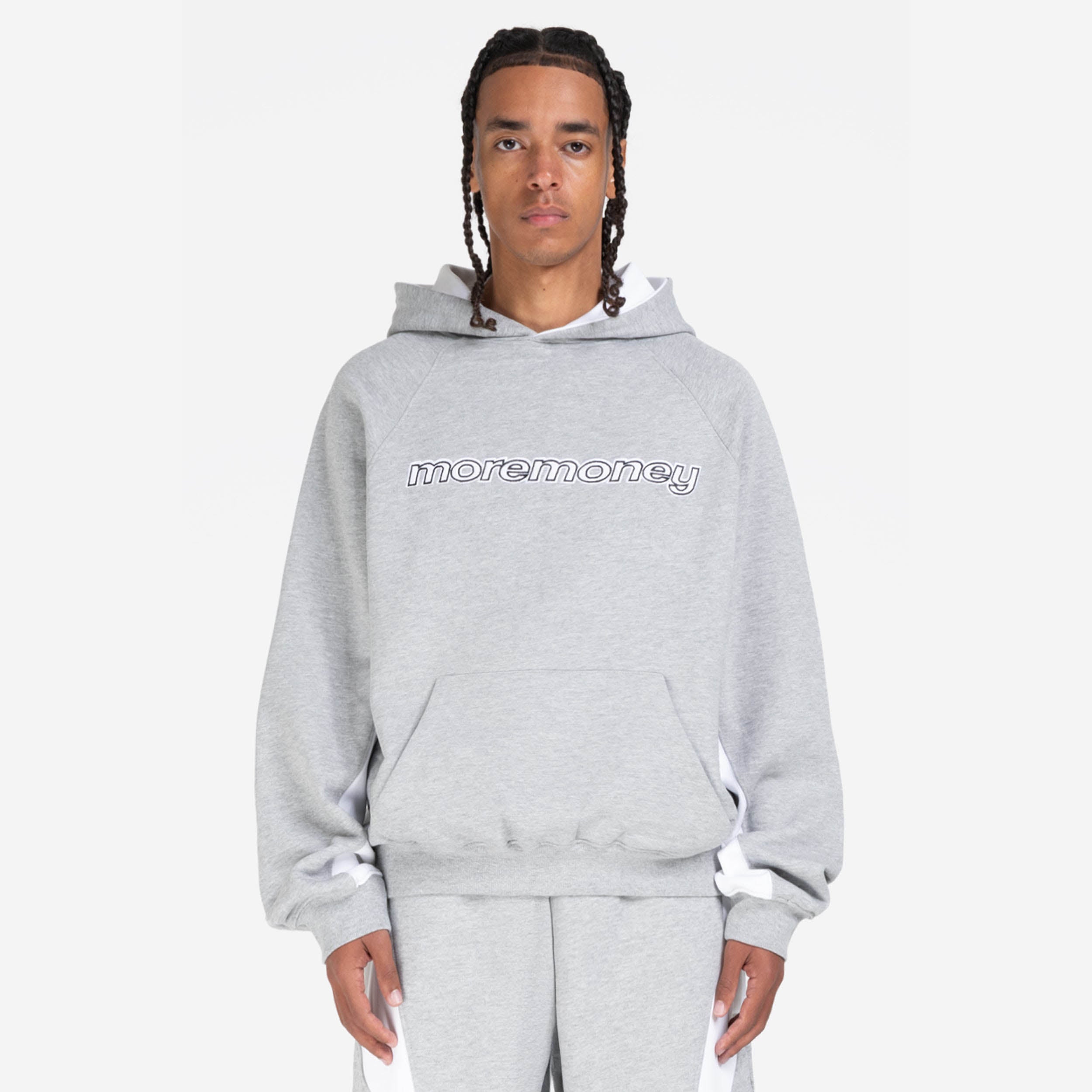 PANEL HOODIE GREY MELANGE