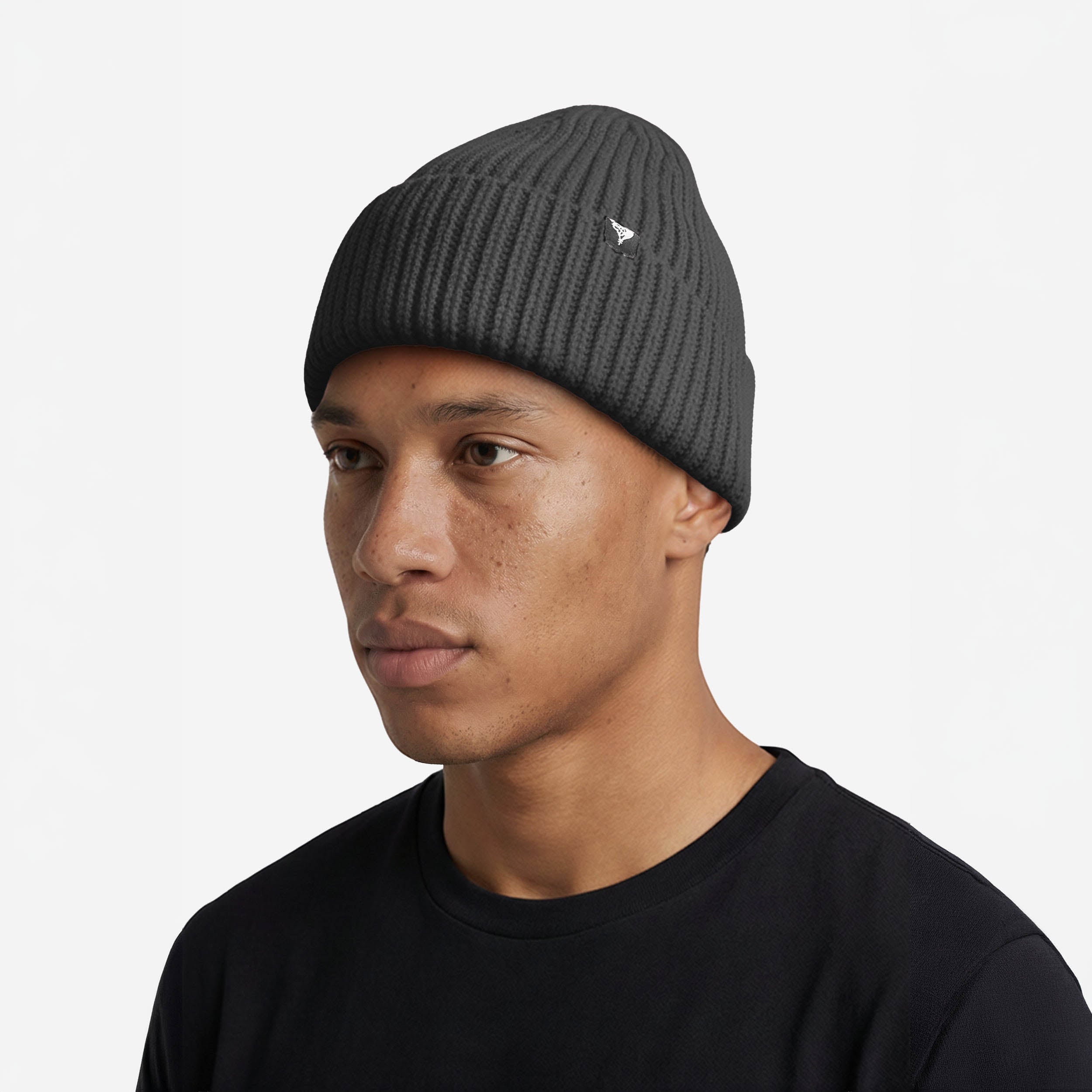 RIB KNIT BEANIE DARK GREY