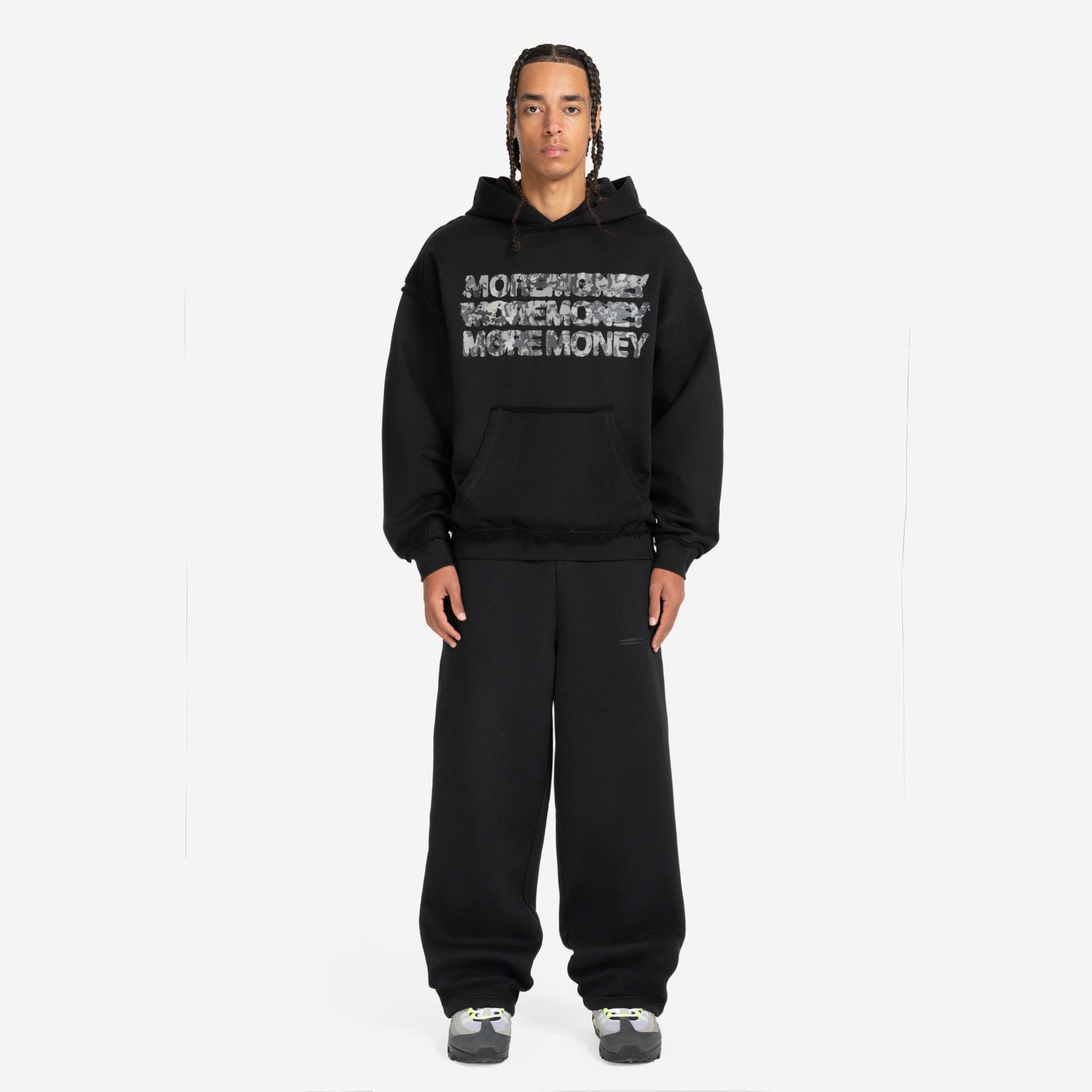 MONEY CALLING FLATLOCK HOODIE BLACK