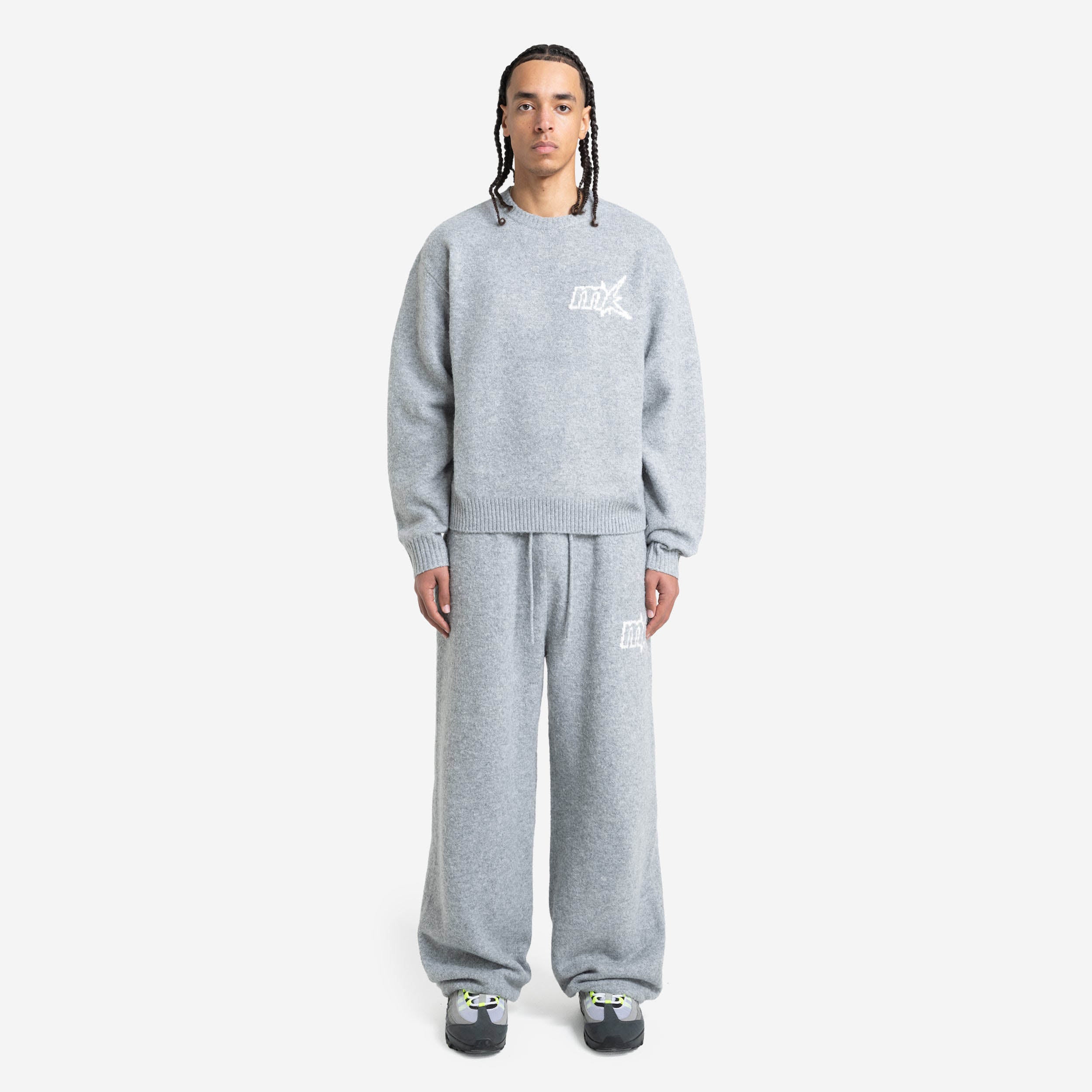 FUZZY KNIT SWEATER GREY MELANGE
