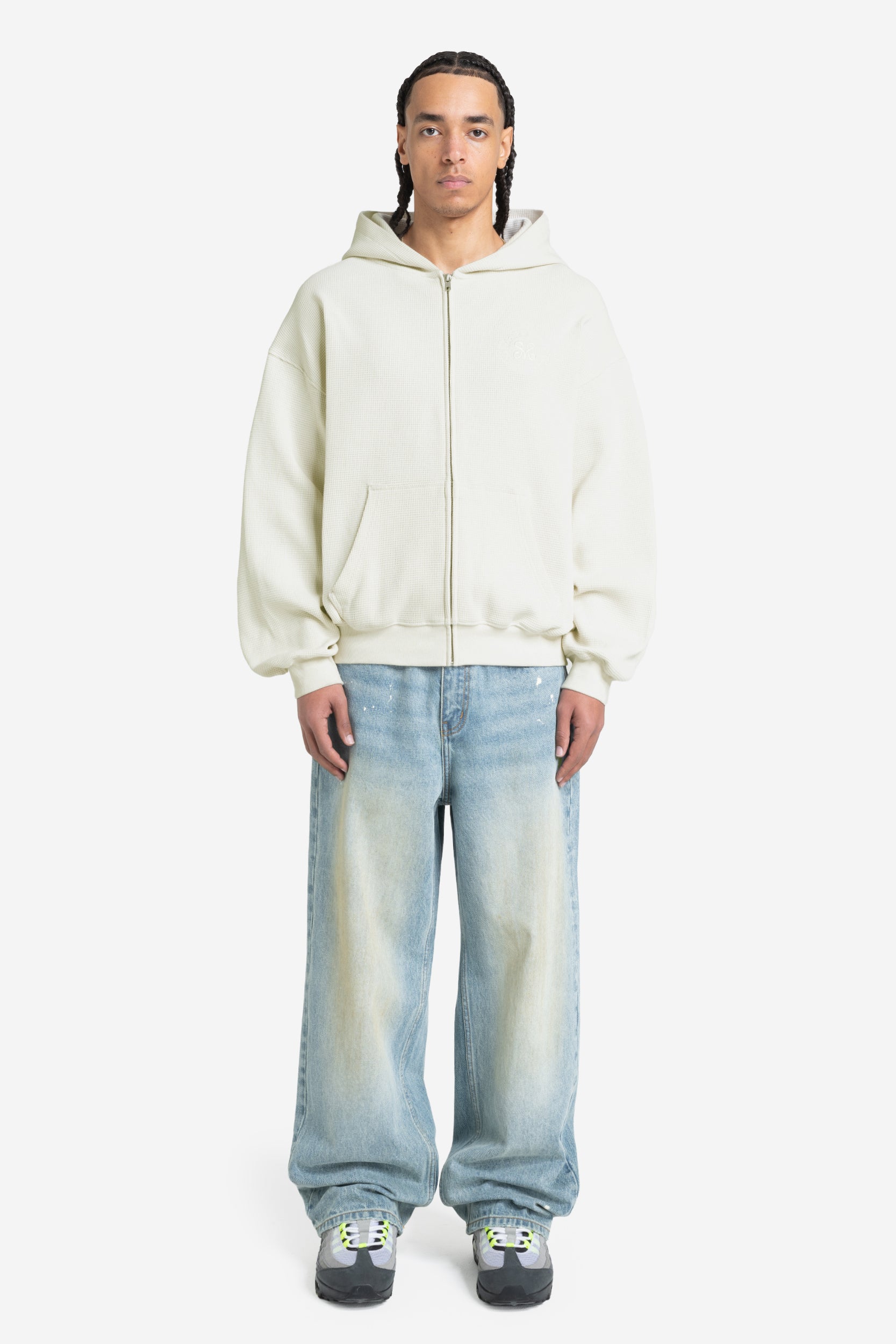 LEGACY WAFFLE ZIP HOODIE CREAM