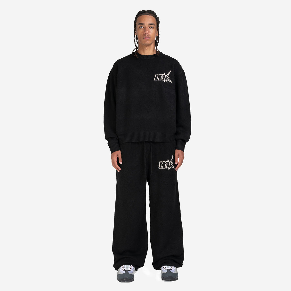 FUZZY KNIT SET BLACK