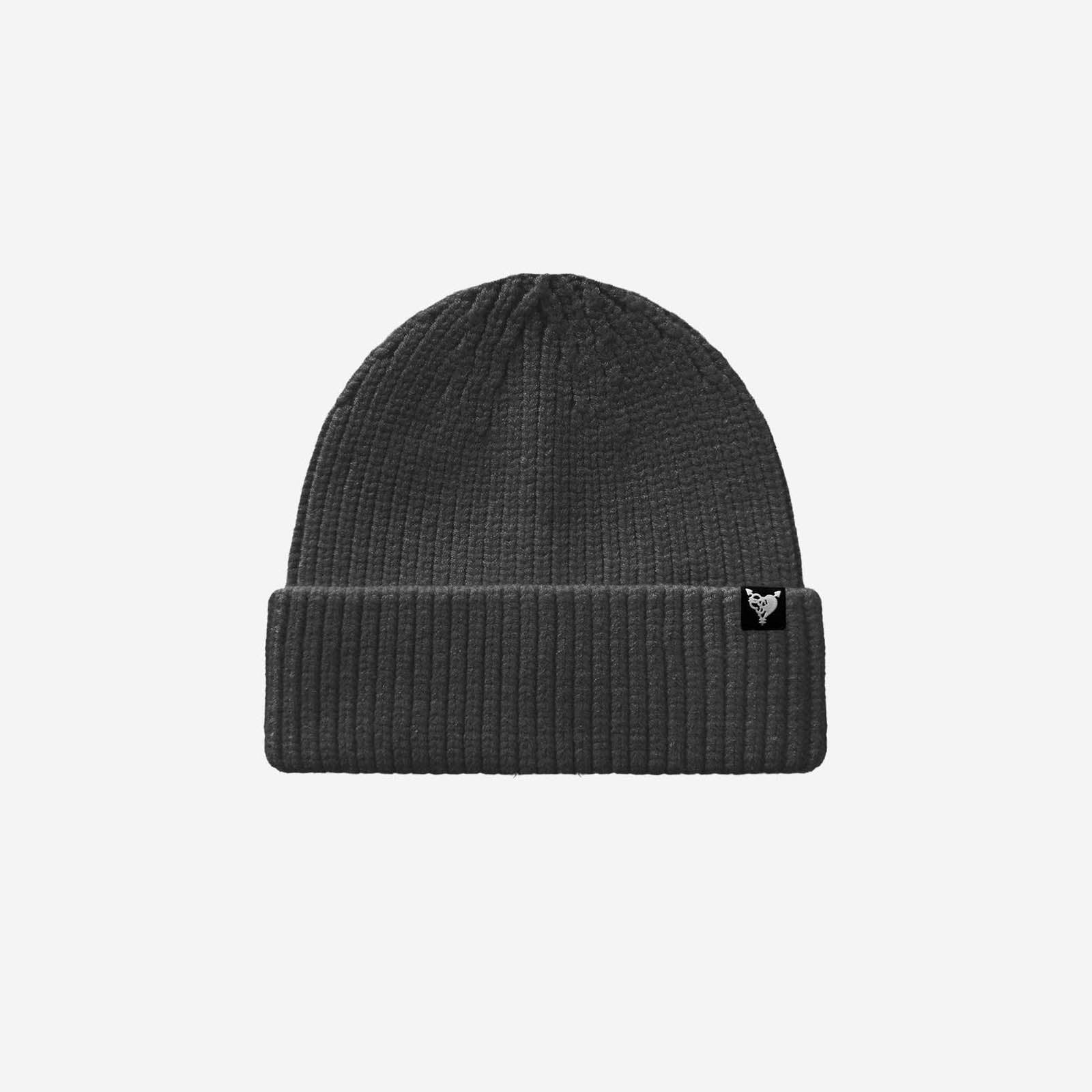 RIB KNIT BEANIE DARK GREY