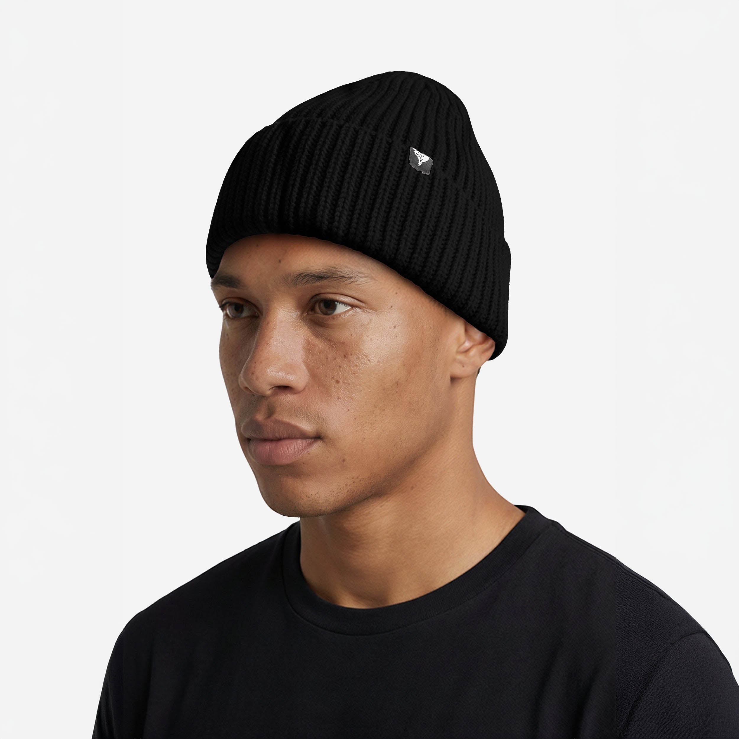 RIB KNIT BEANIE BLACK