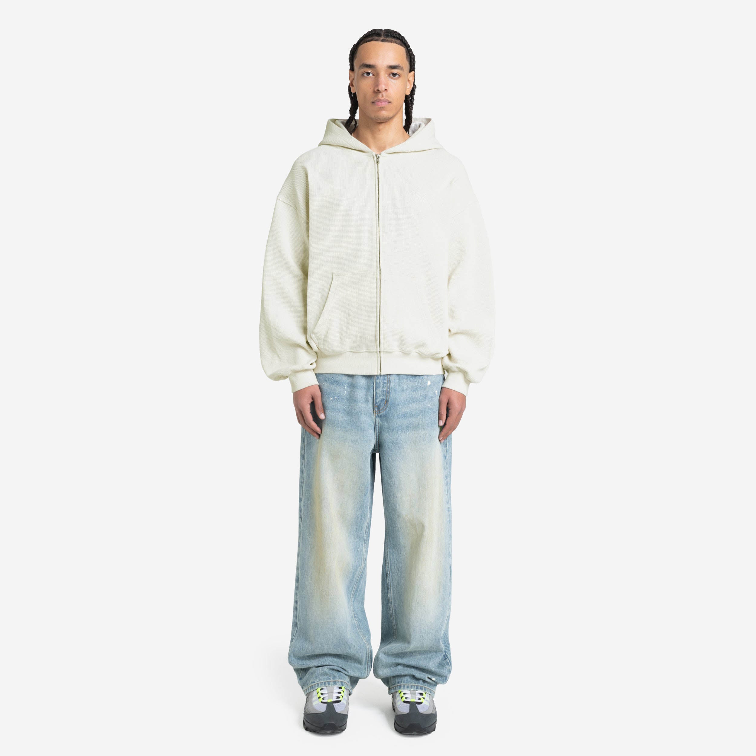 LEGACY WAFFLE ZIP HOODIE CREAM