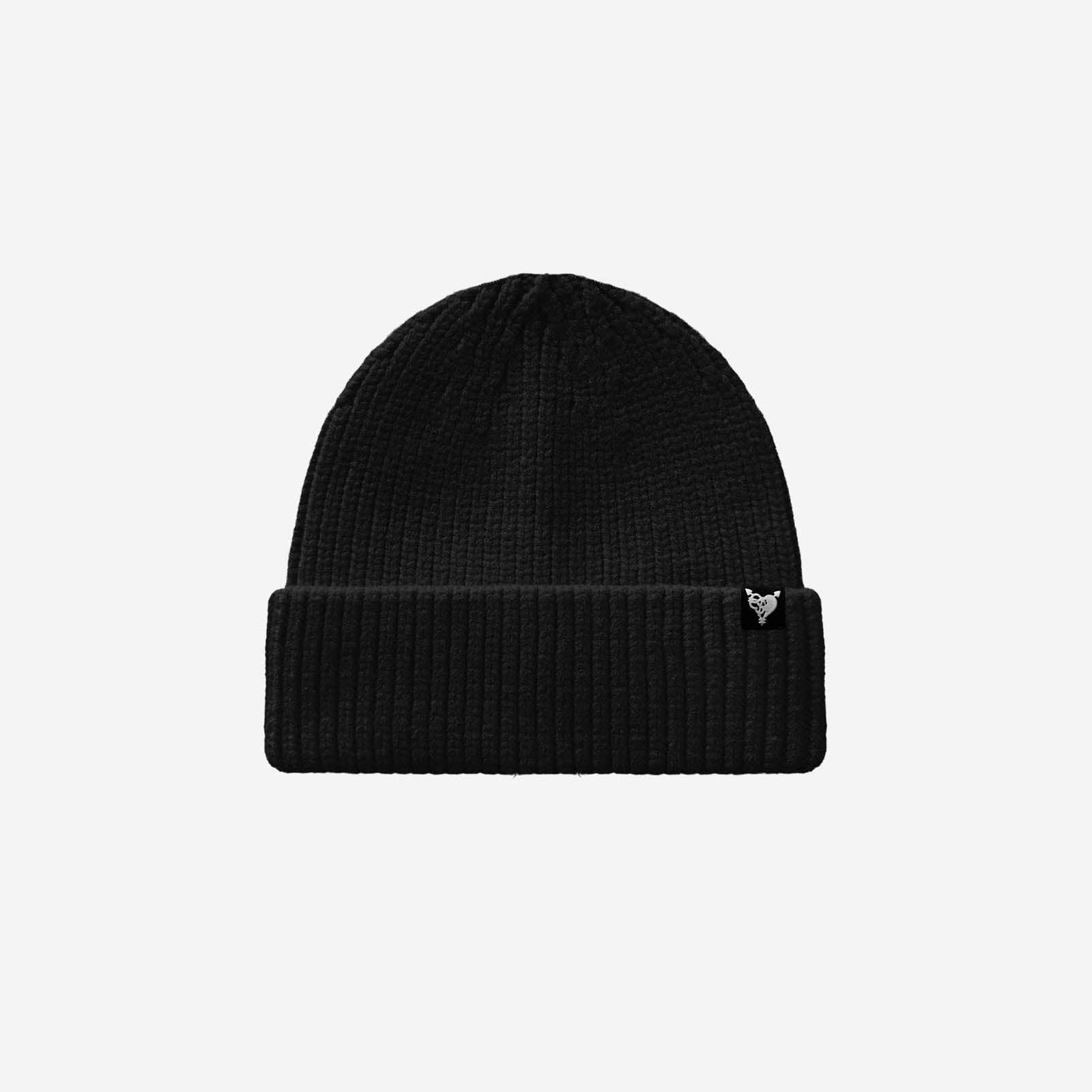 RIB KNIT BEANIE BLACK