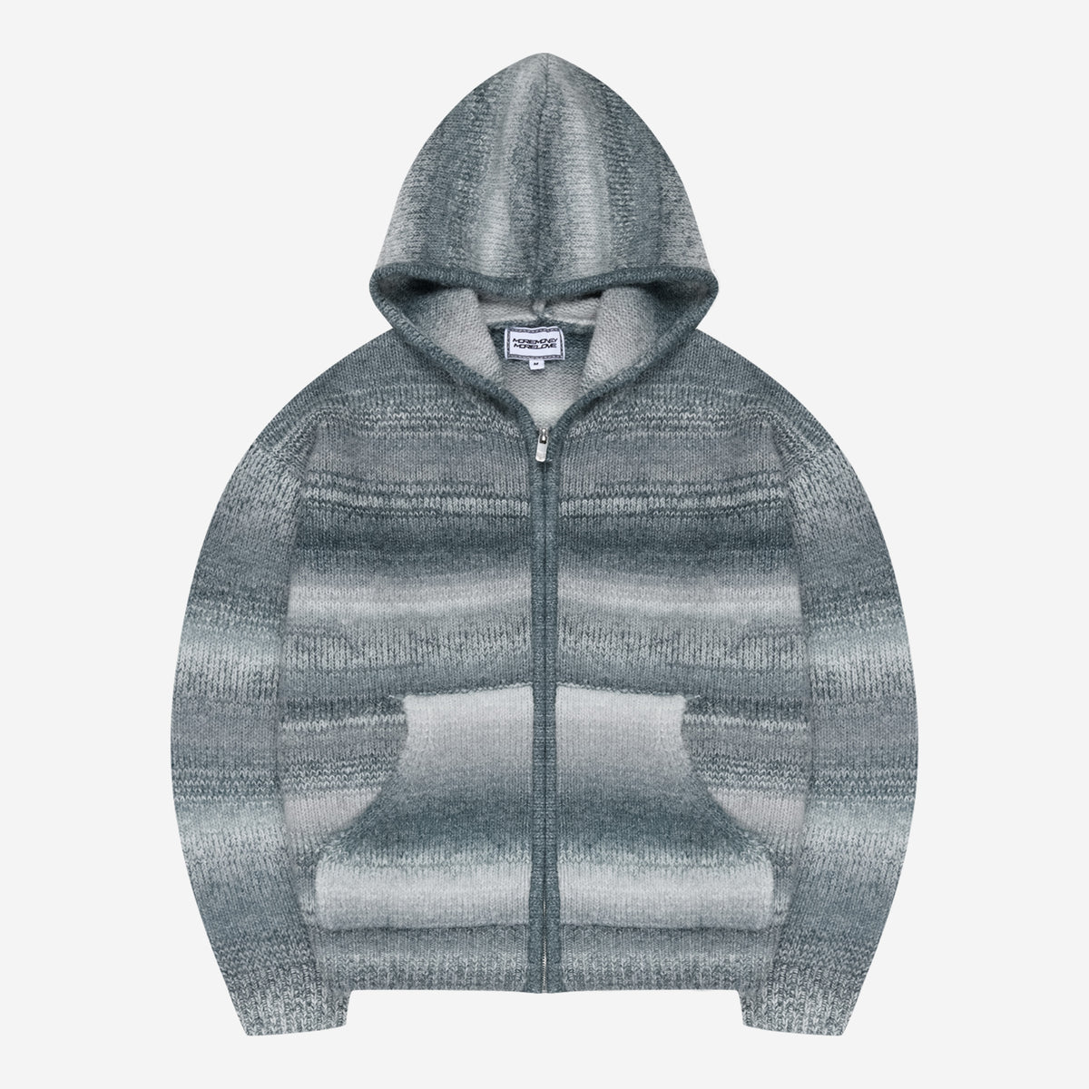 GRADIENT KNIT ZIP HOODIE FROSTY GREY