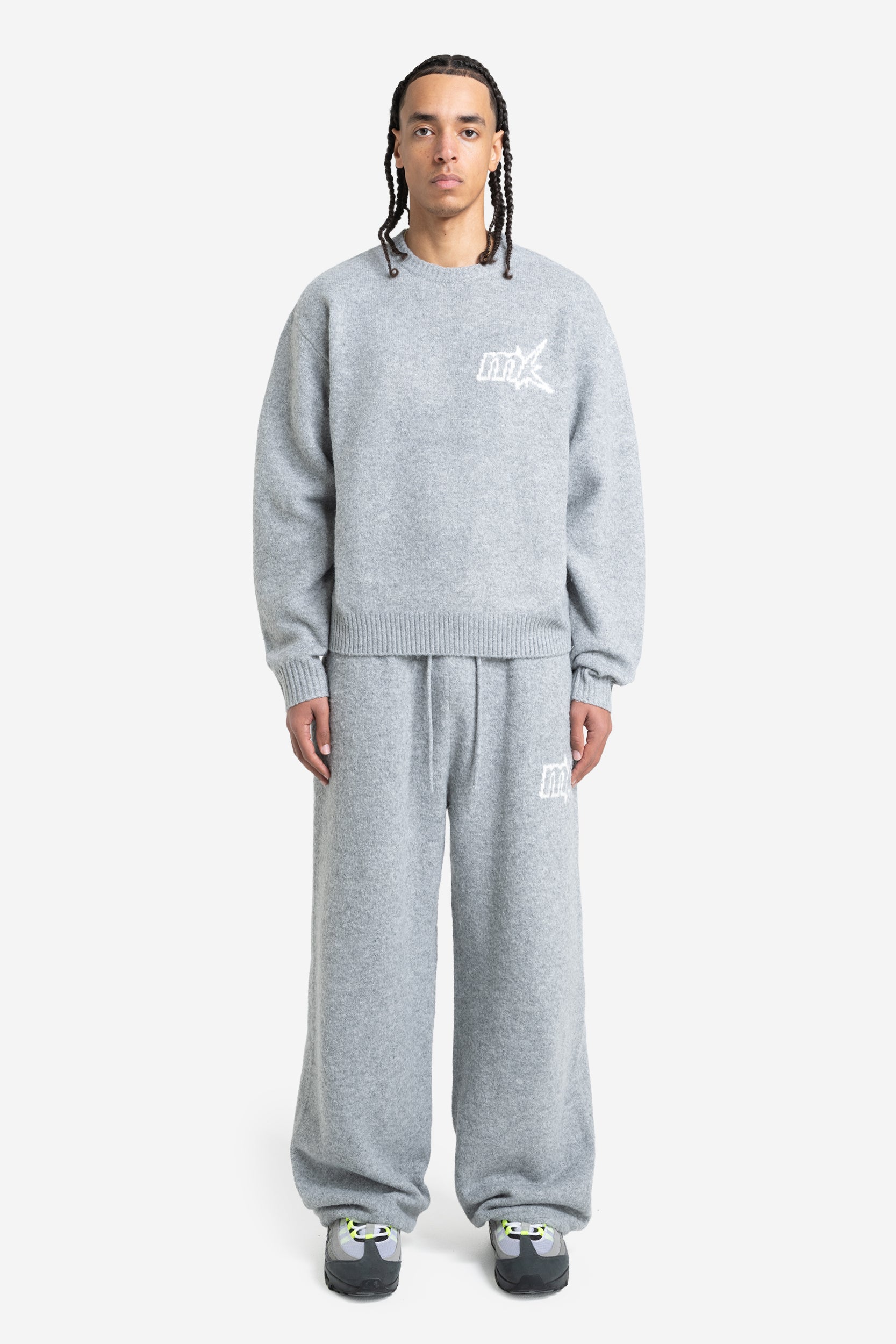 FUZZY KNIT JOGGER GREY MELANGE