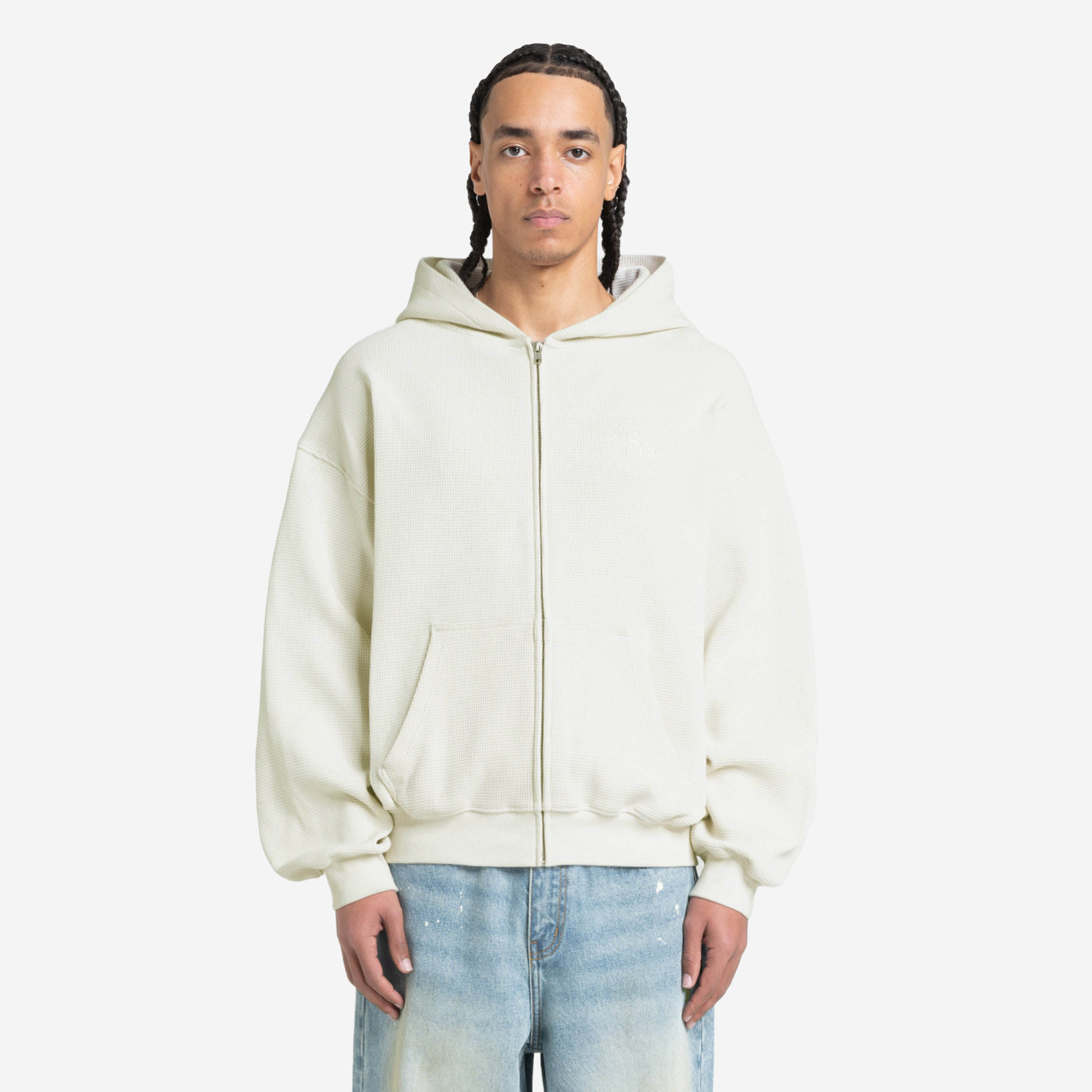 LEGACY WAFFLE ZIP HOODIE CREAM