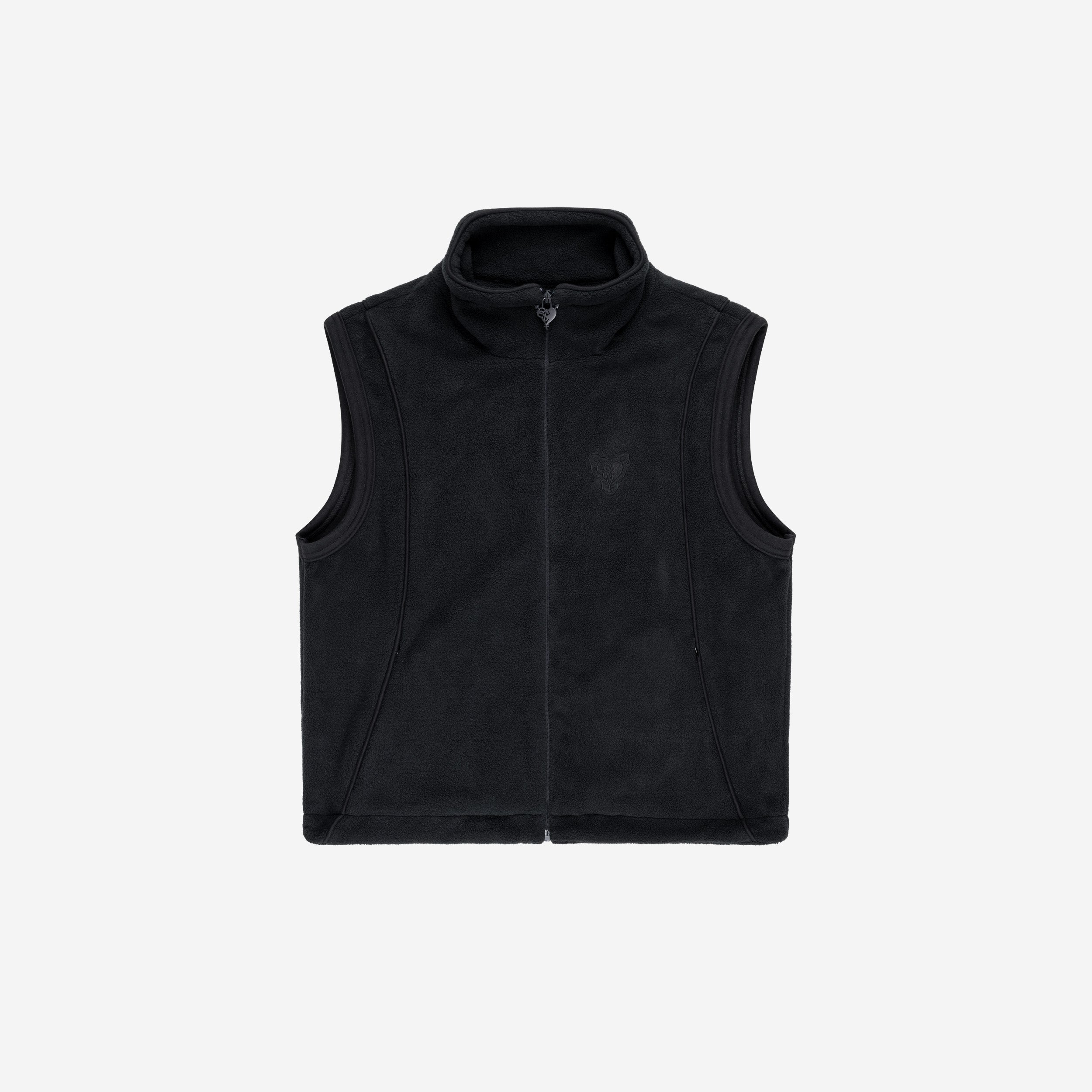 HEAVY HEART FLEECE VEST BLACK
