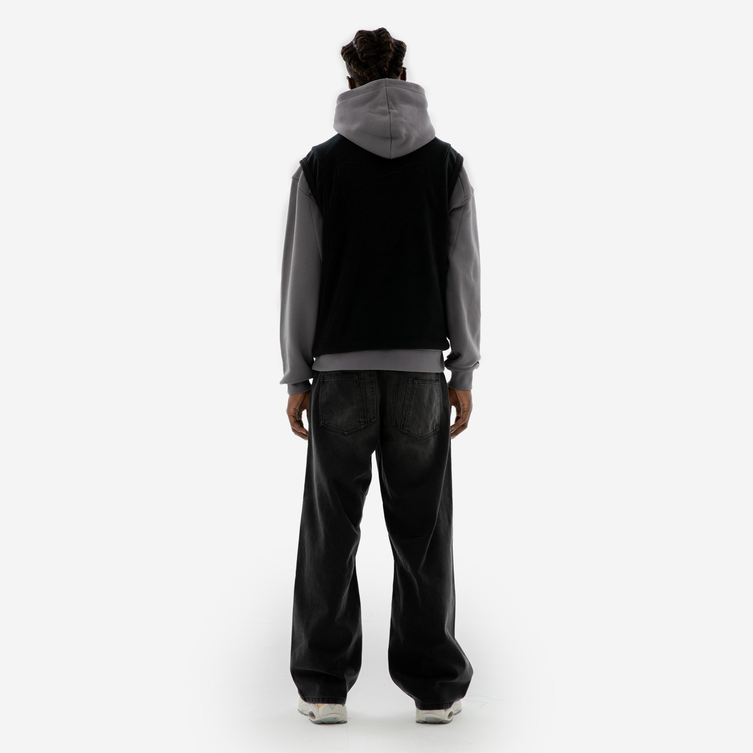 HEAVY HEART FLEECE VEST BLACK