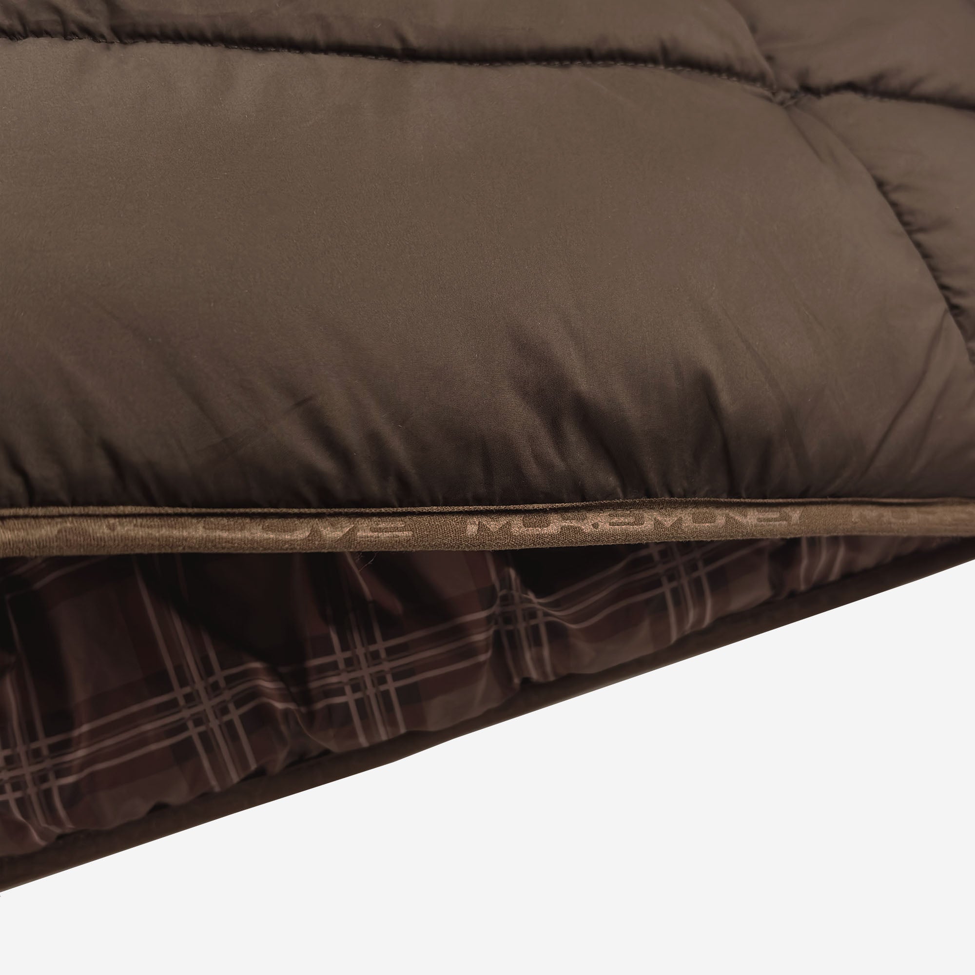REVERSIBLE PLAID PUFFER BROWN