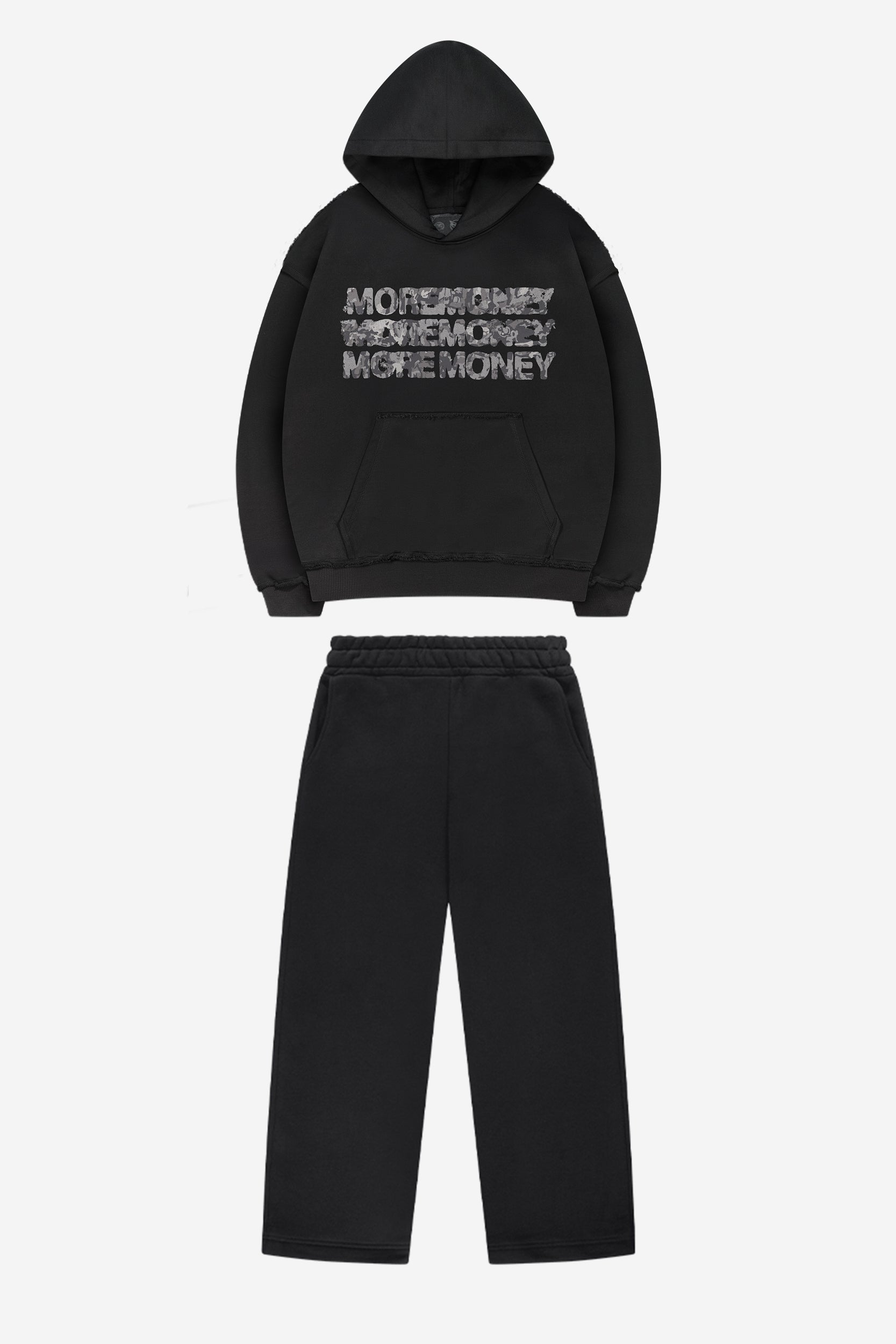 MONEY CALLING FLATLOCK HOODIE BLACK + OPEN LEG JOGGER BLACK