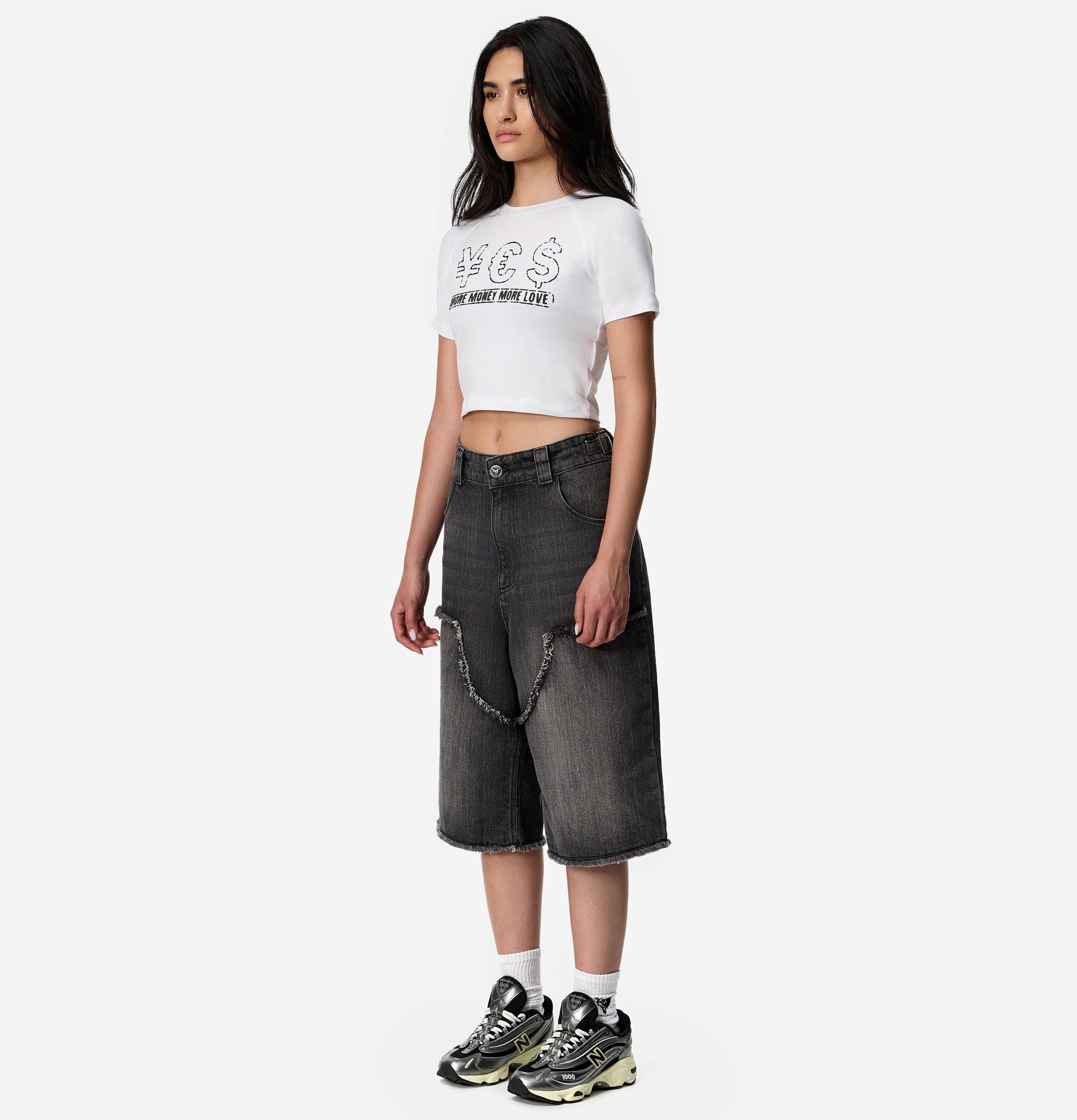 MORE MONEY YES CROP TOP WHITE