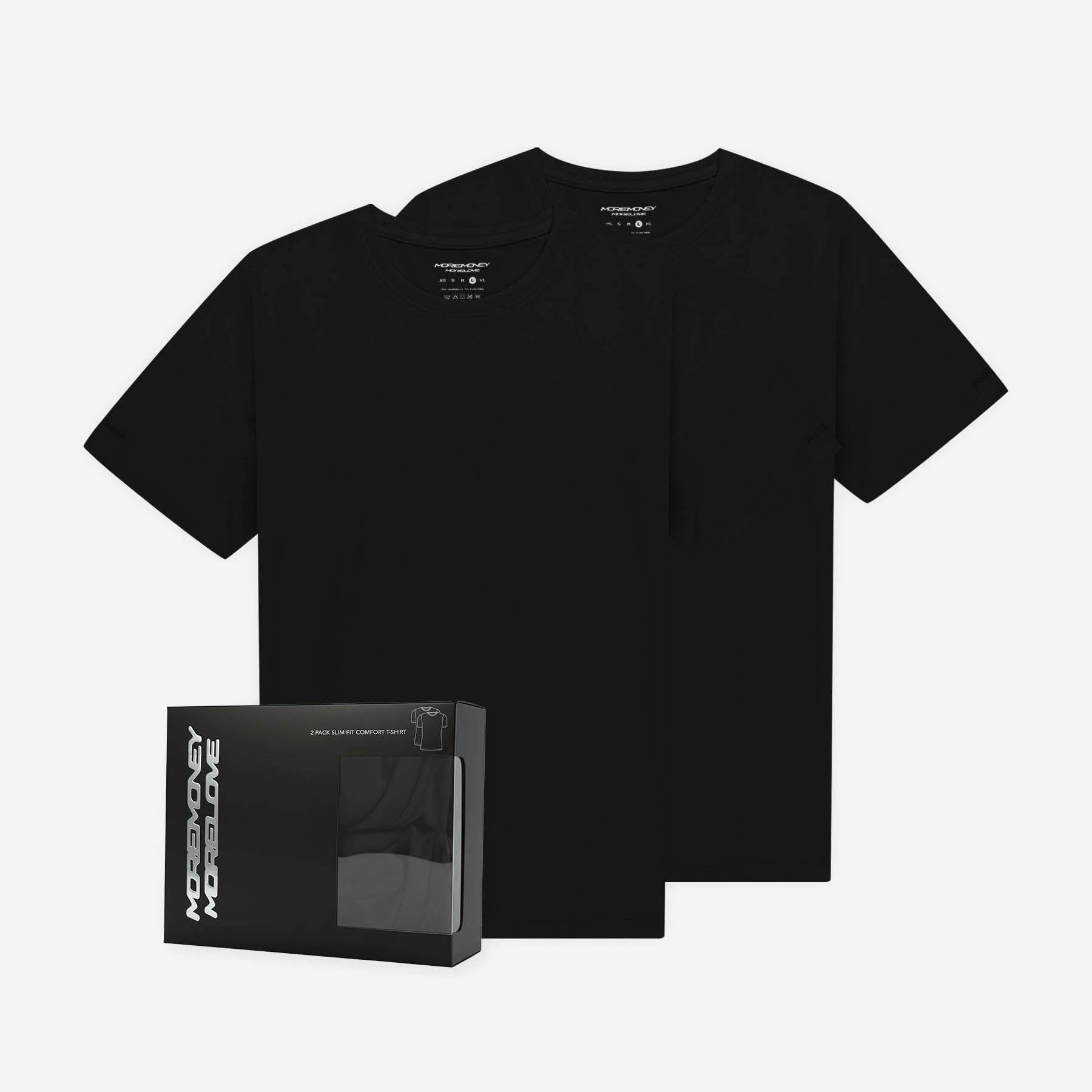 SLIM FIT TEE BLACK (2-PACK) + BASE JORTS LIGHT GREY