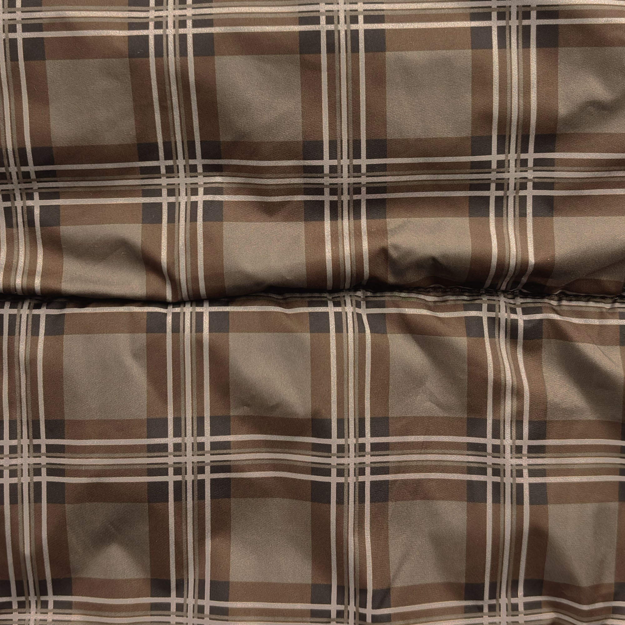 REVERSIBLE PLAID PUFFER BROWN
