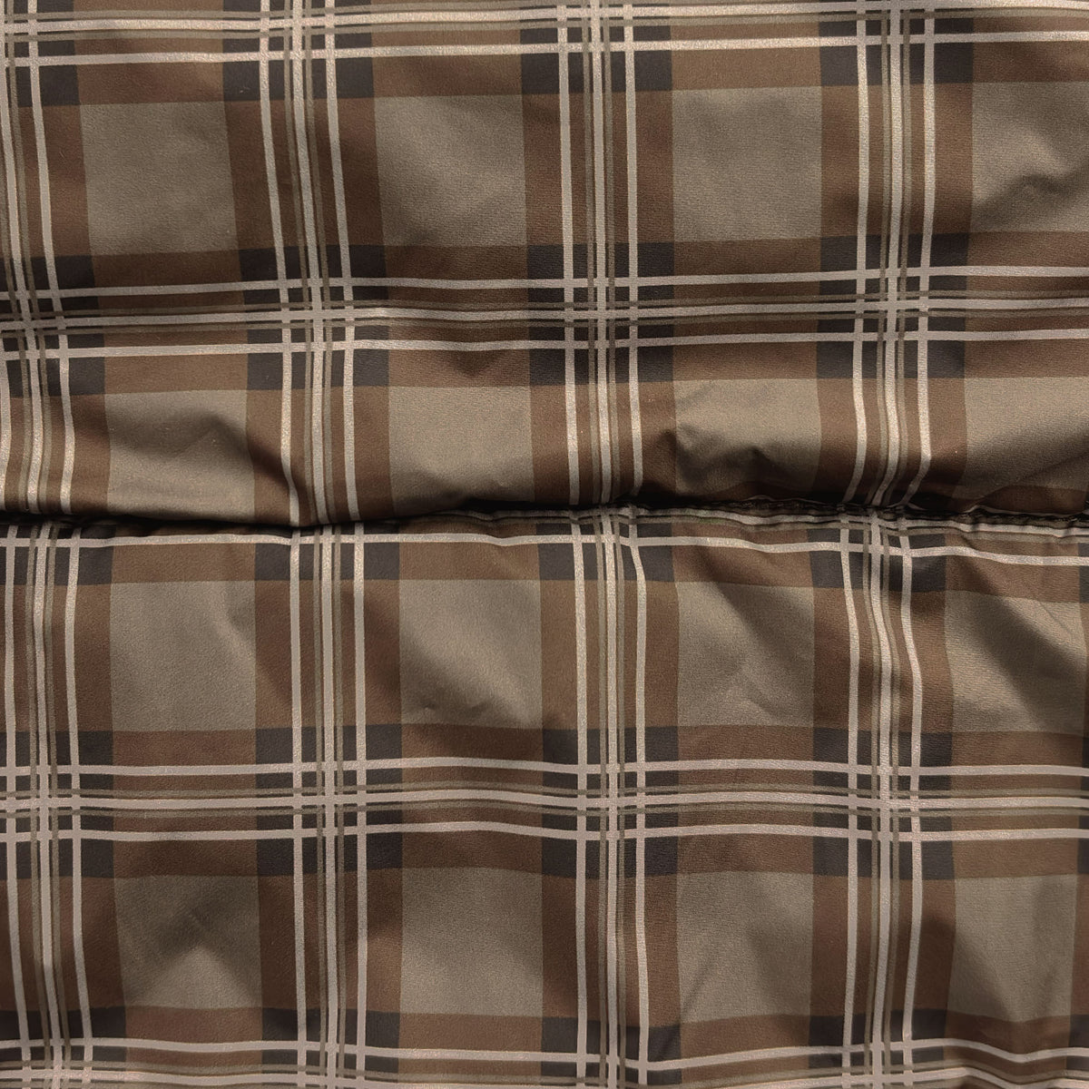 REVERSIBLE PLAID PUFFER BROWN