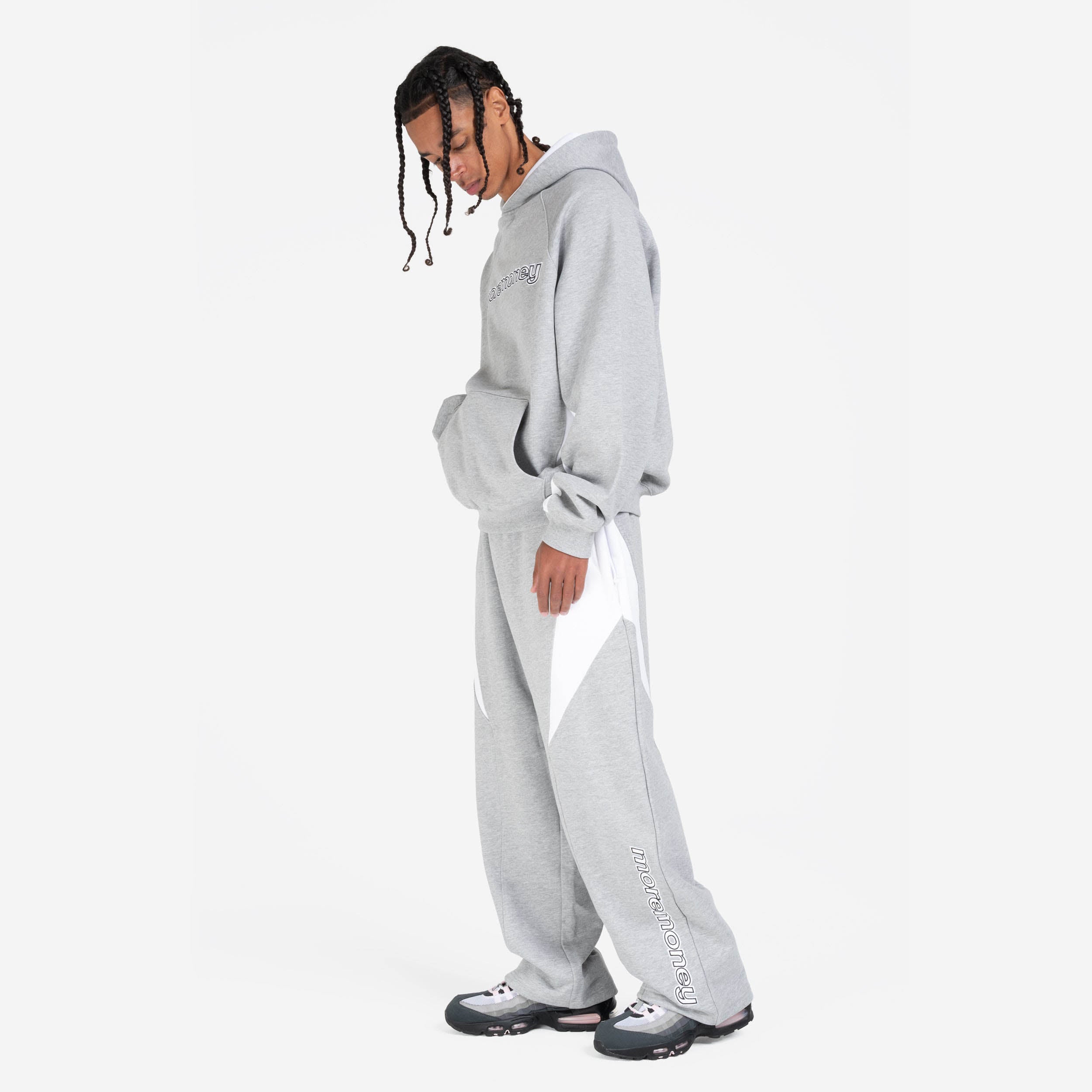 PANEL HOODIE GREY MELANGE