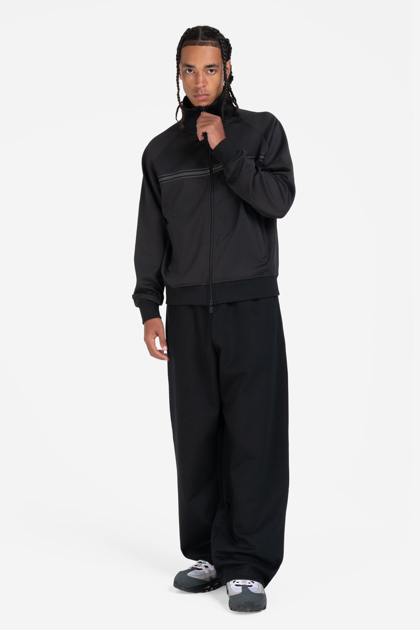 STRIPED TRACK JACKET BLACK