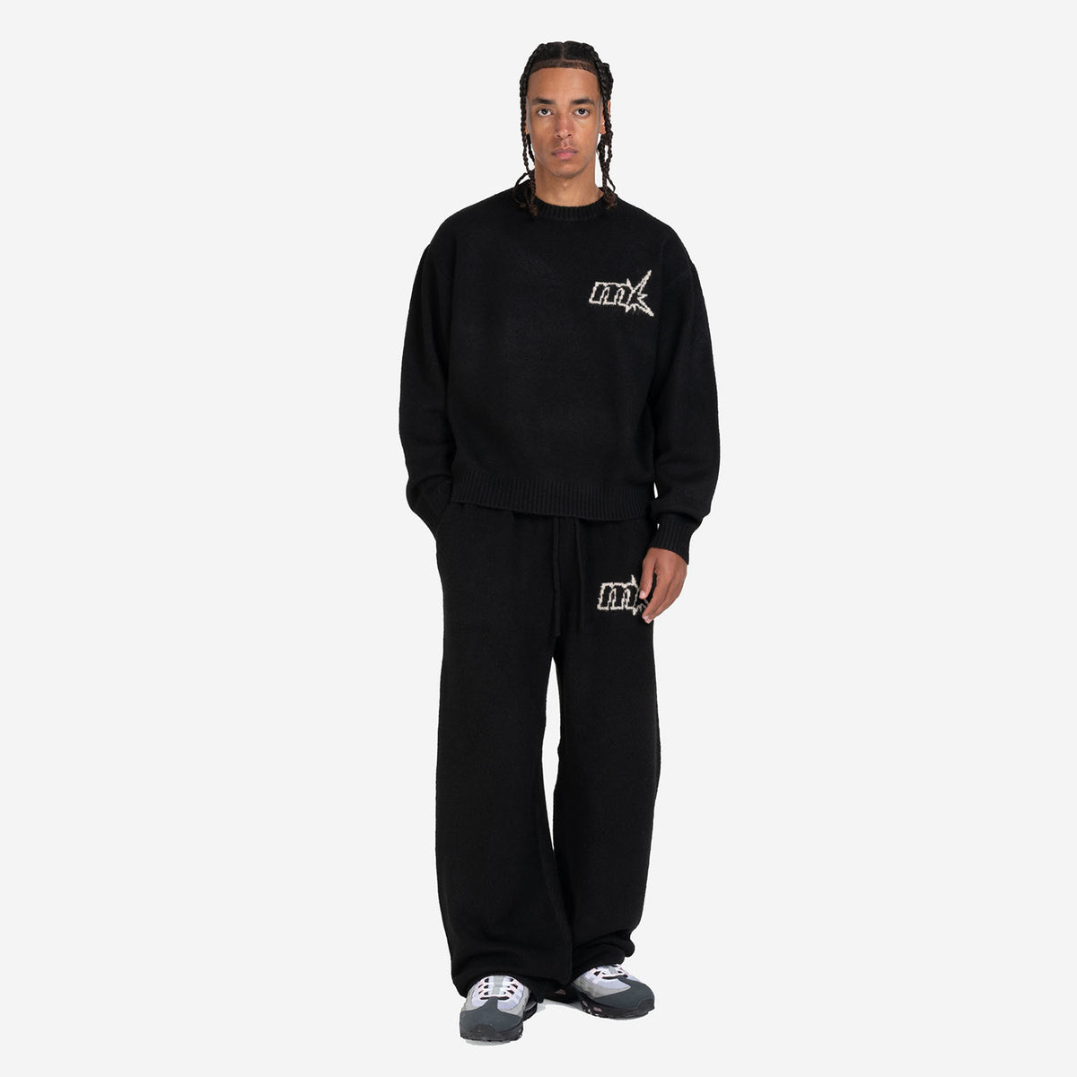 FUZZY KNIT SET BLACK