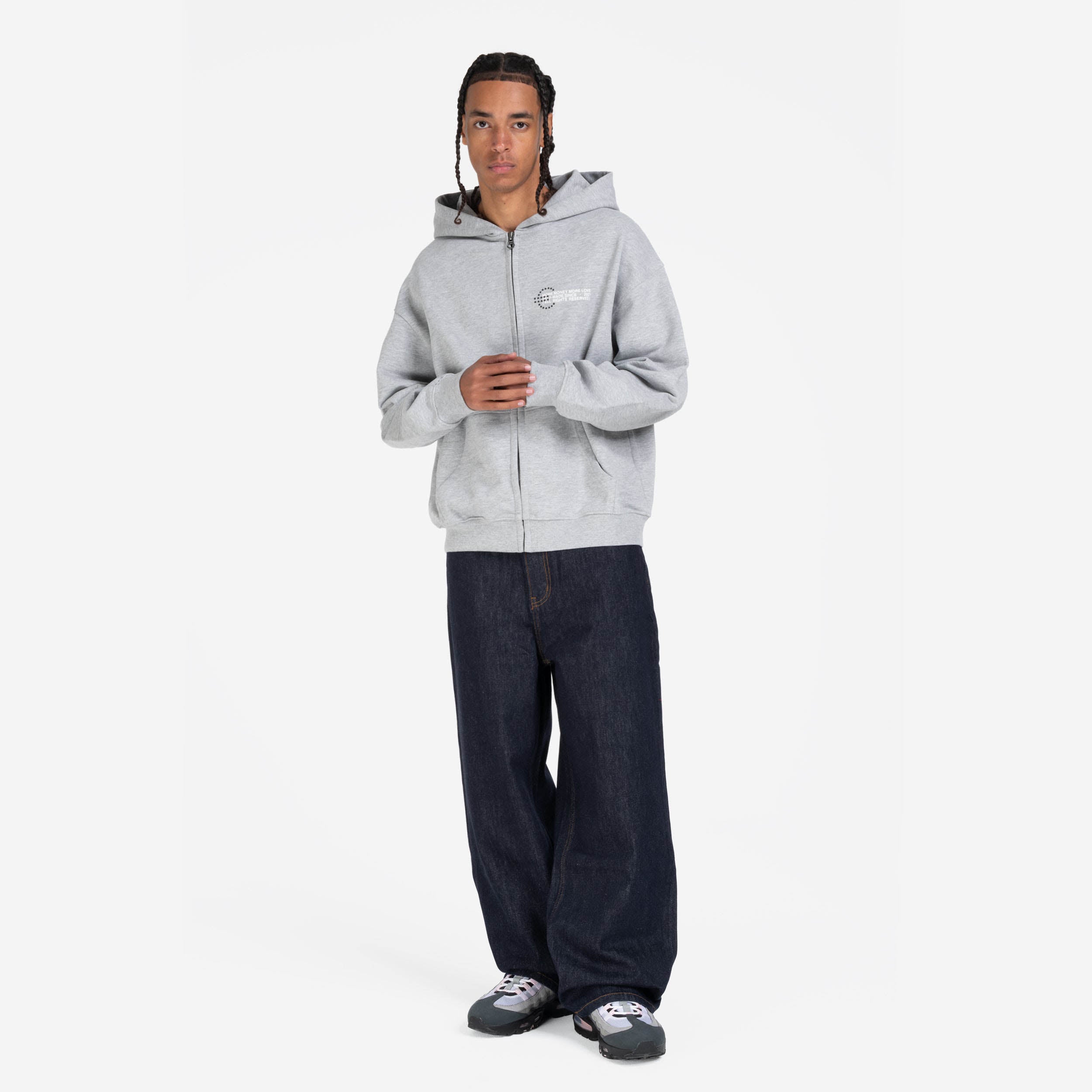 PROFIT ZIP HOODIE GREY MELANGE
