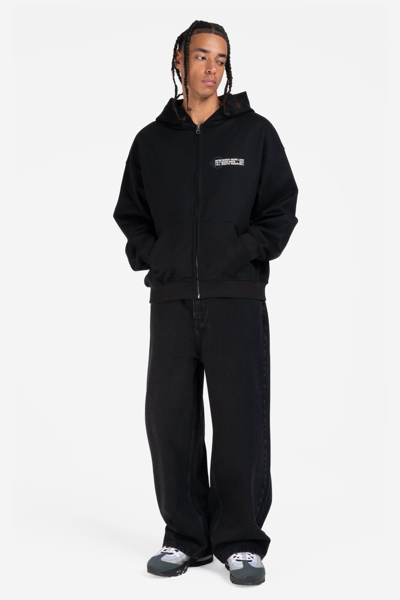 PROFIT ZIP HOODIE BLACK + OPEN LEG JOGGER BLACK