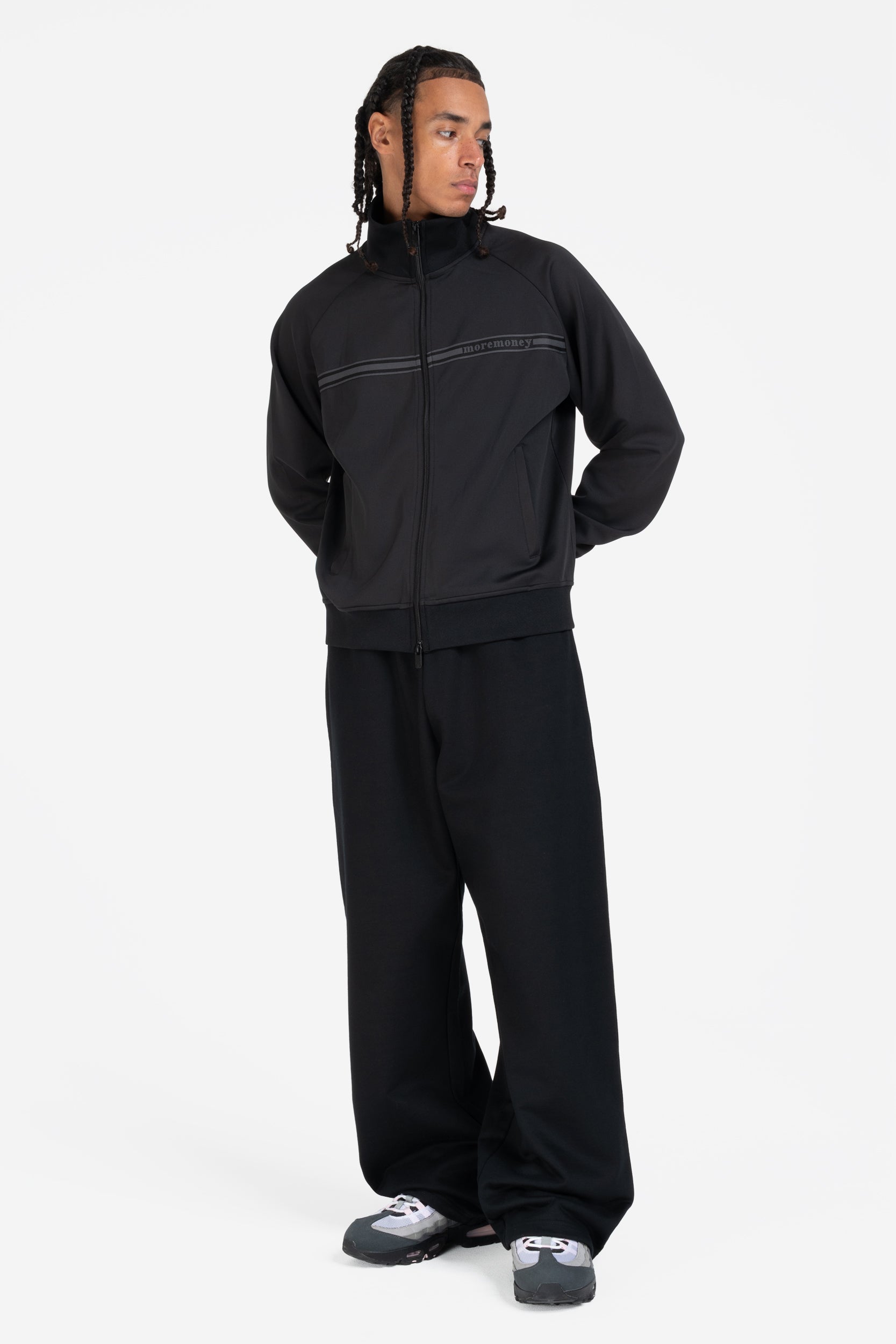 STRIPED TRACK JACKET BLACK