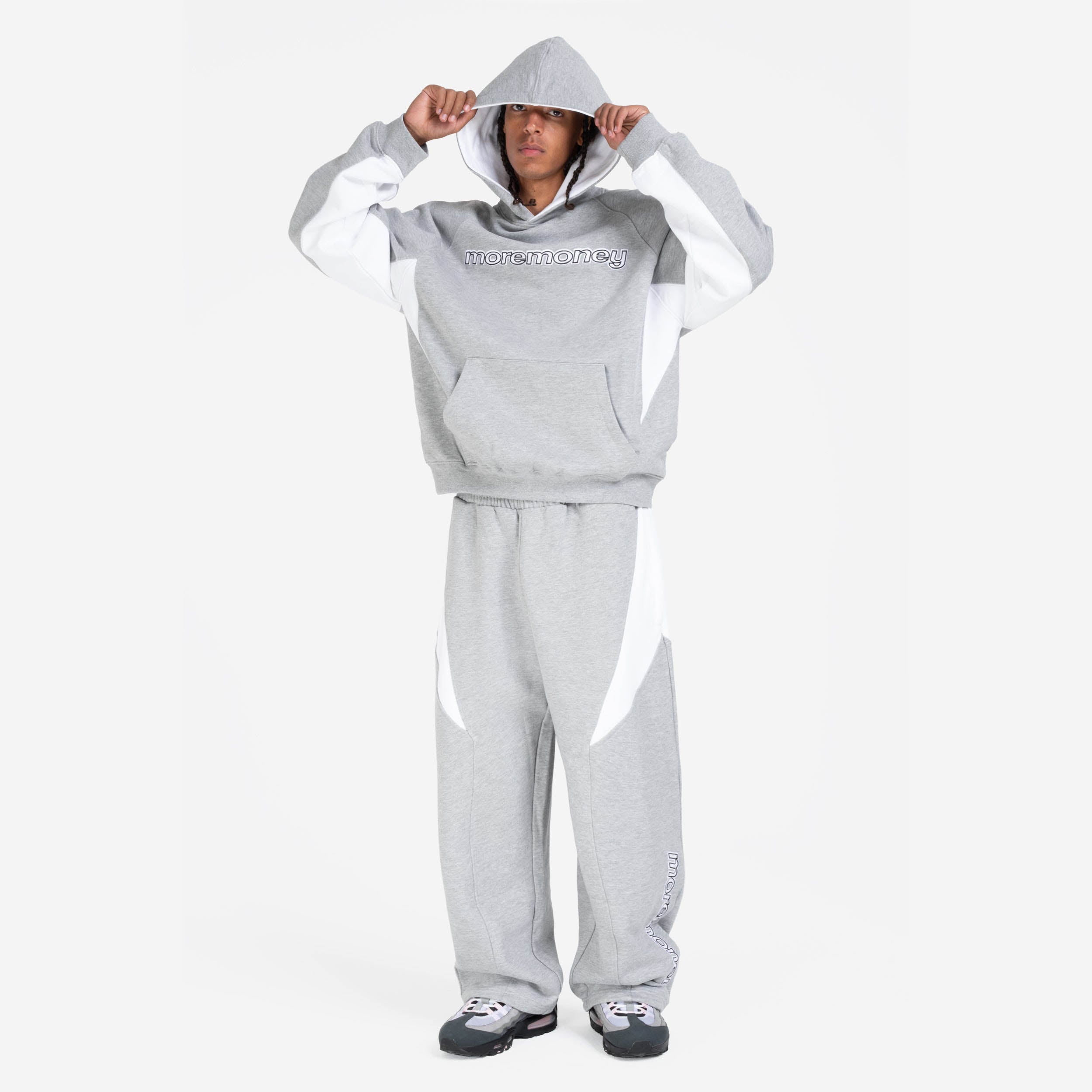 PANEL HOODIE GREY MELANGE