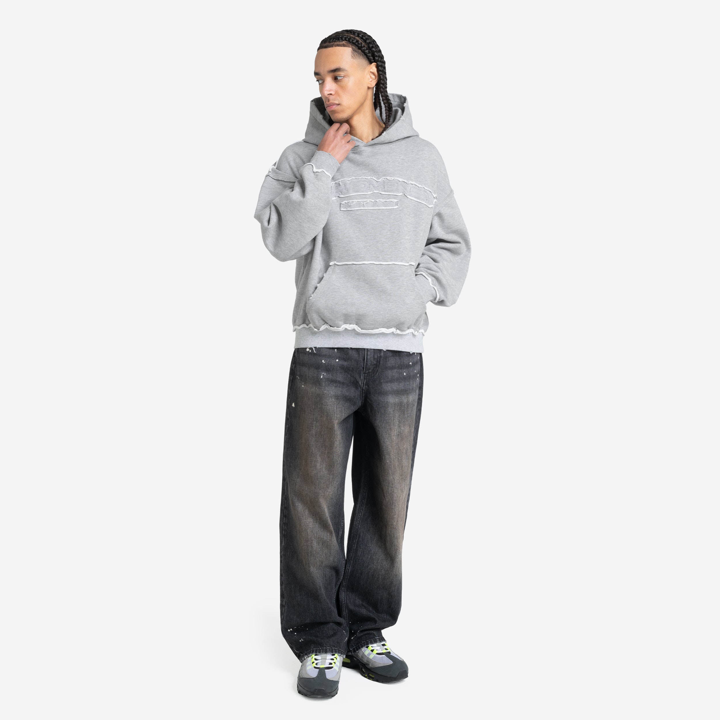 ROUGH HOODIE GREY MELANGE