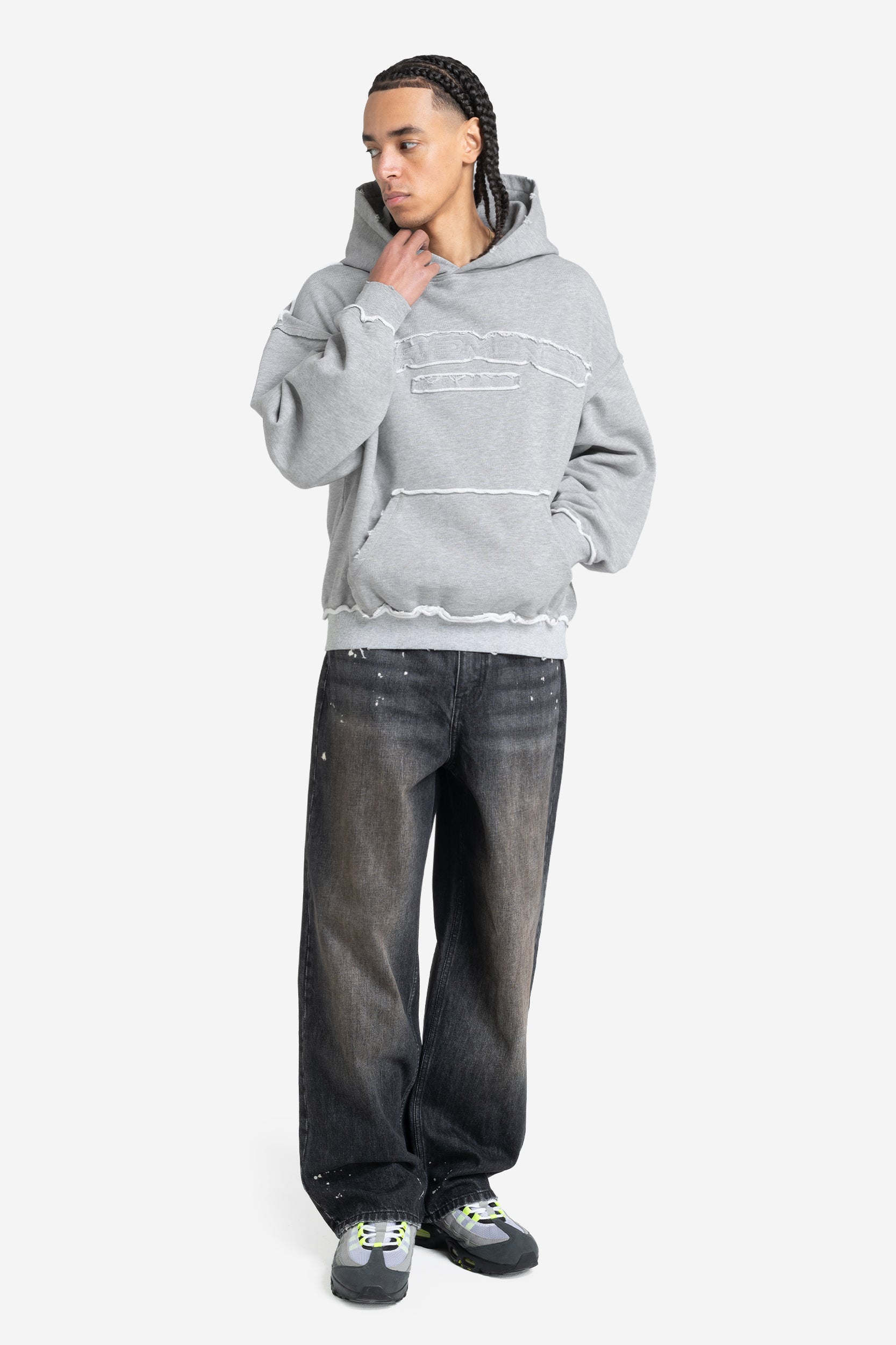 ROUGH HOODIE GREY MELANGE