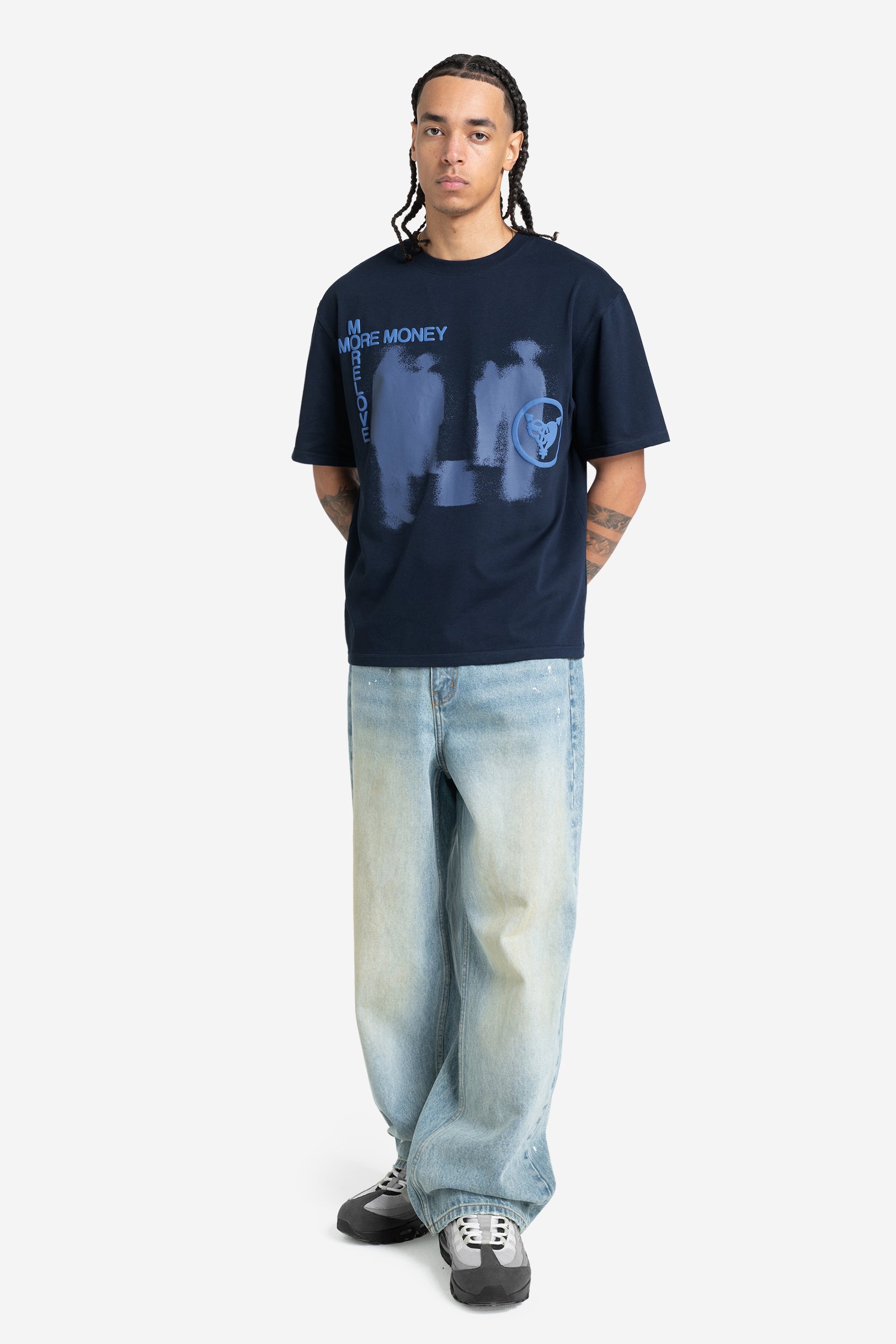 LOST BOND TEE NAVY + UTILITY DENIM VINTAGE BLUE