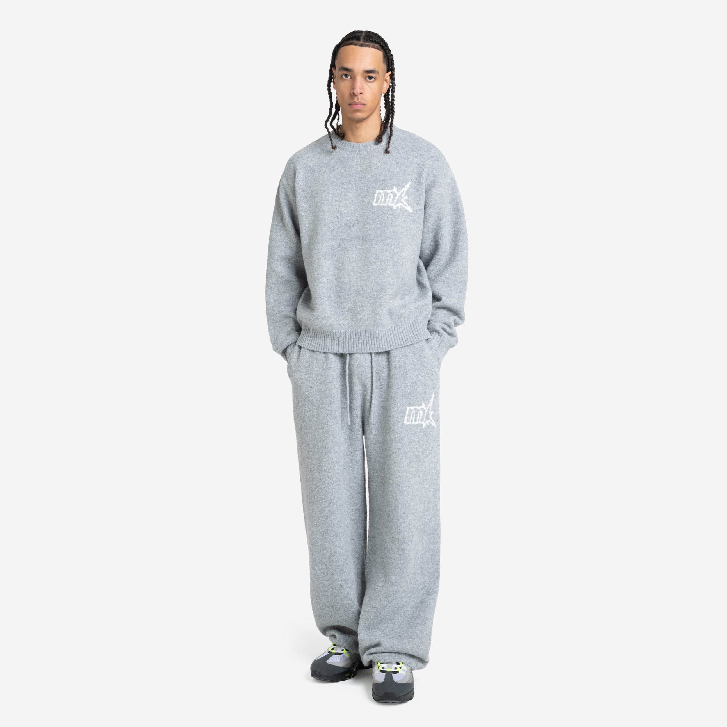 FUZZY KNIT SWEATER GREY MELANGE