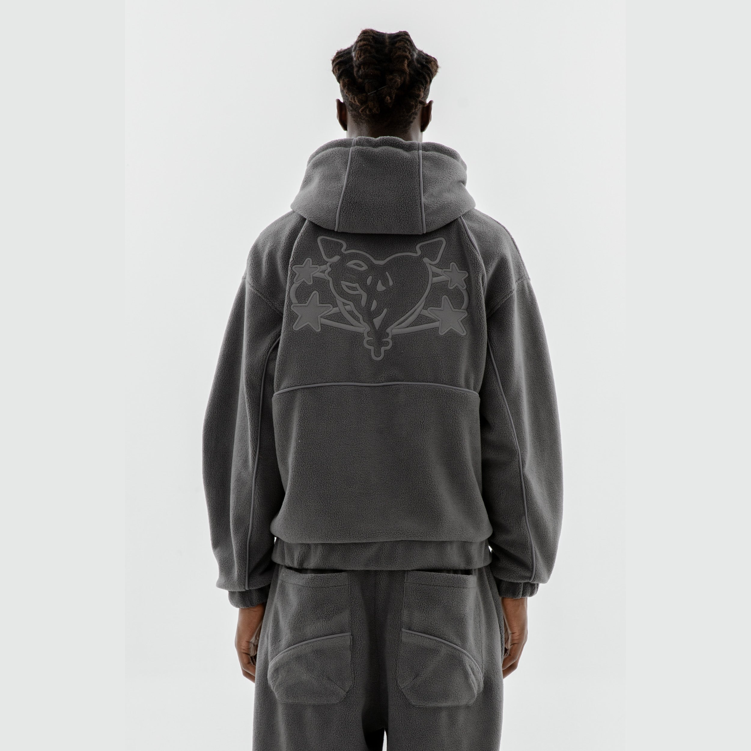 STAR WREATH FLEECE ZIP TORNADO GREY