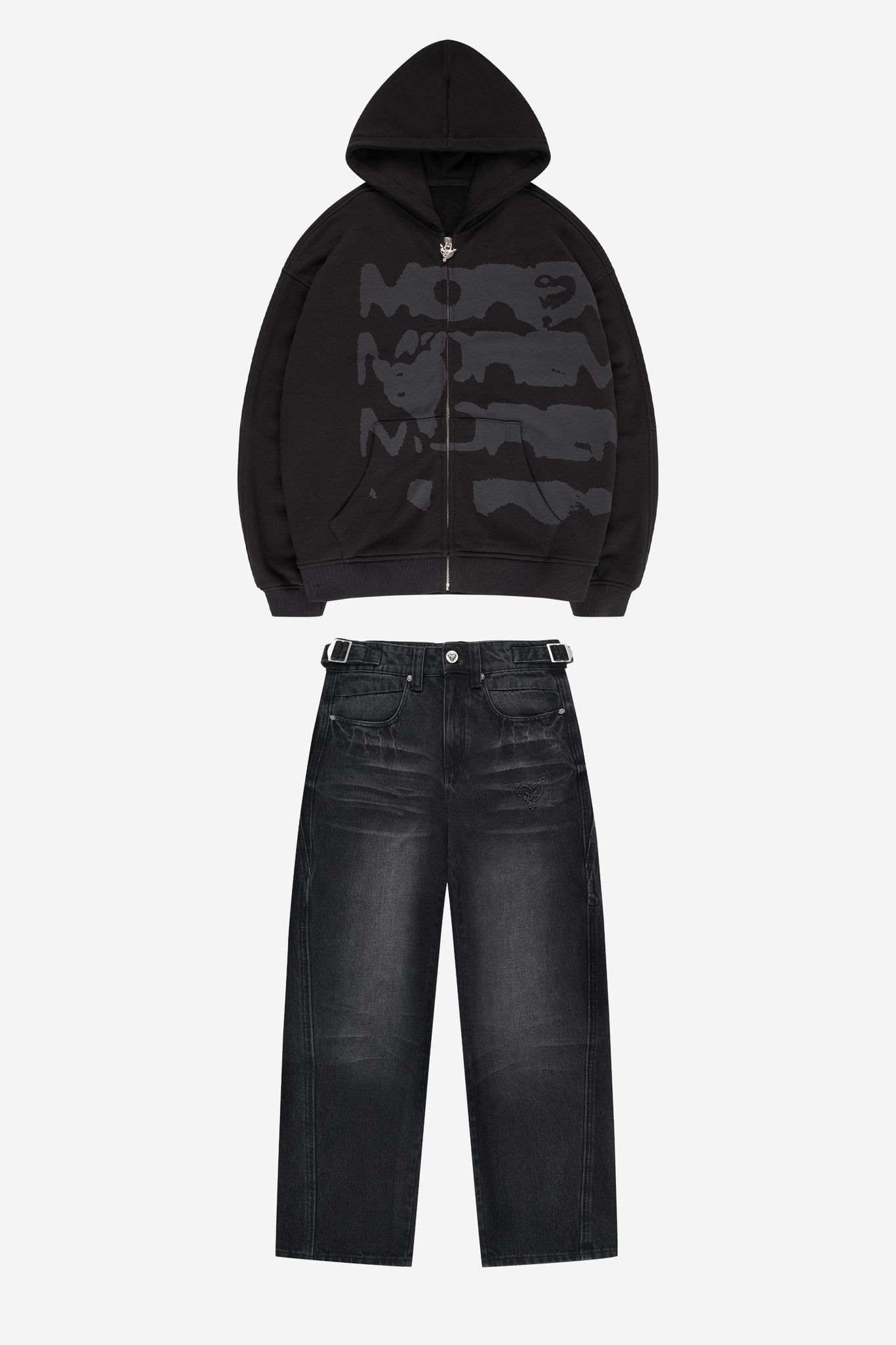 RADIANT CASH ZIP ALL BLACK + DISTINCTIVE DENIM BLACK