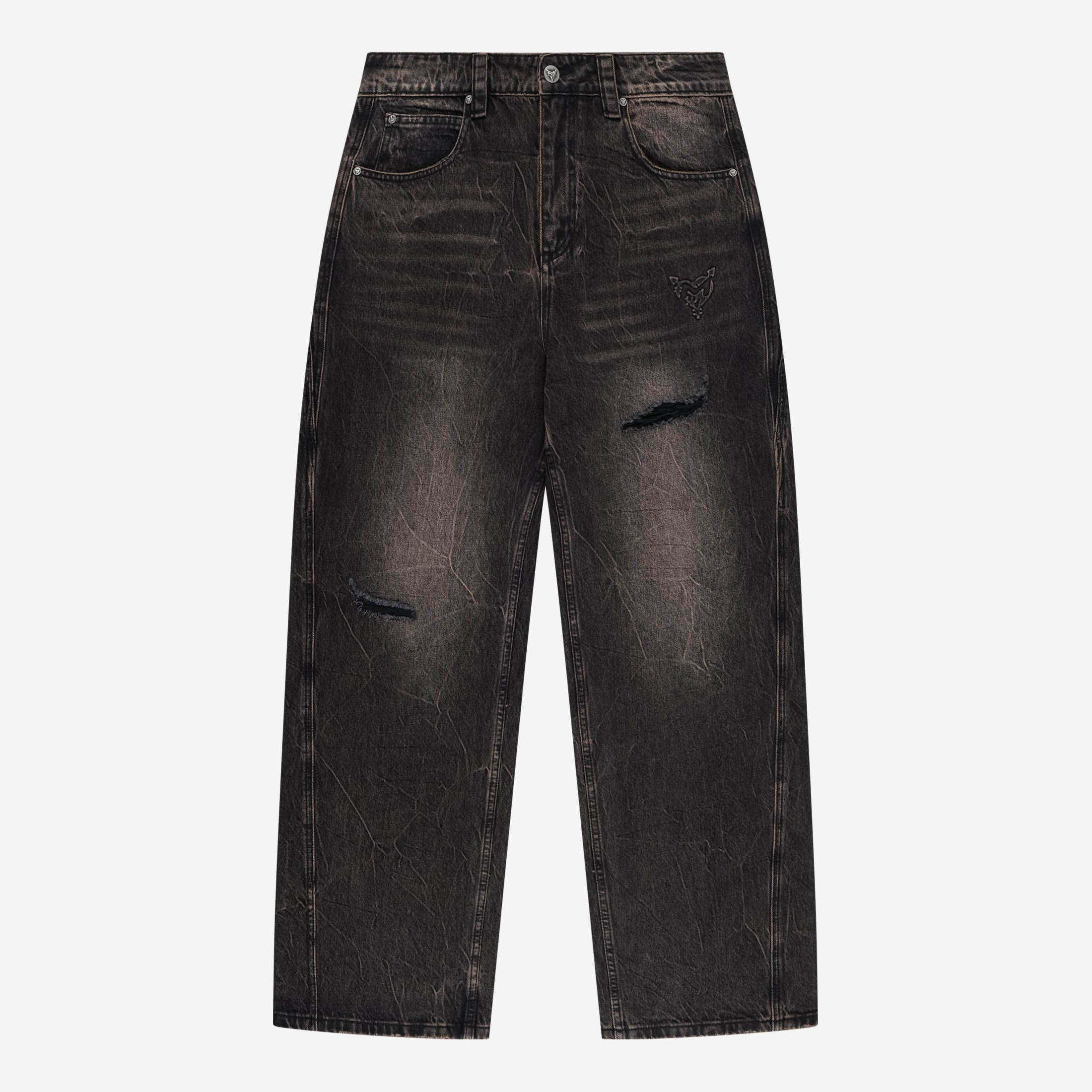 RIPPED DISTINCTIVE BAGGY DENIM BLACK