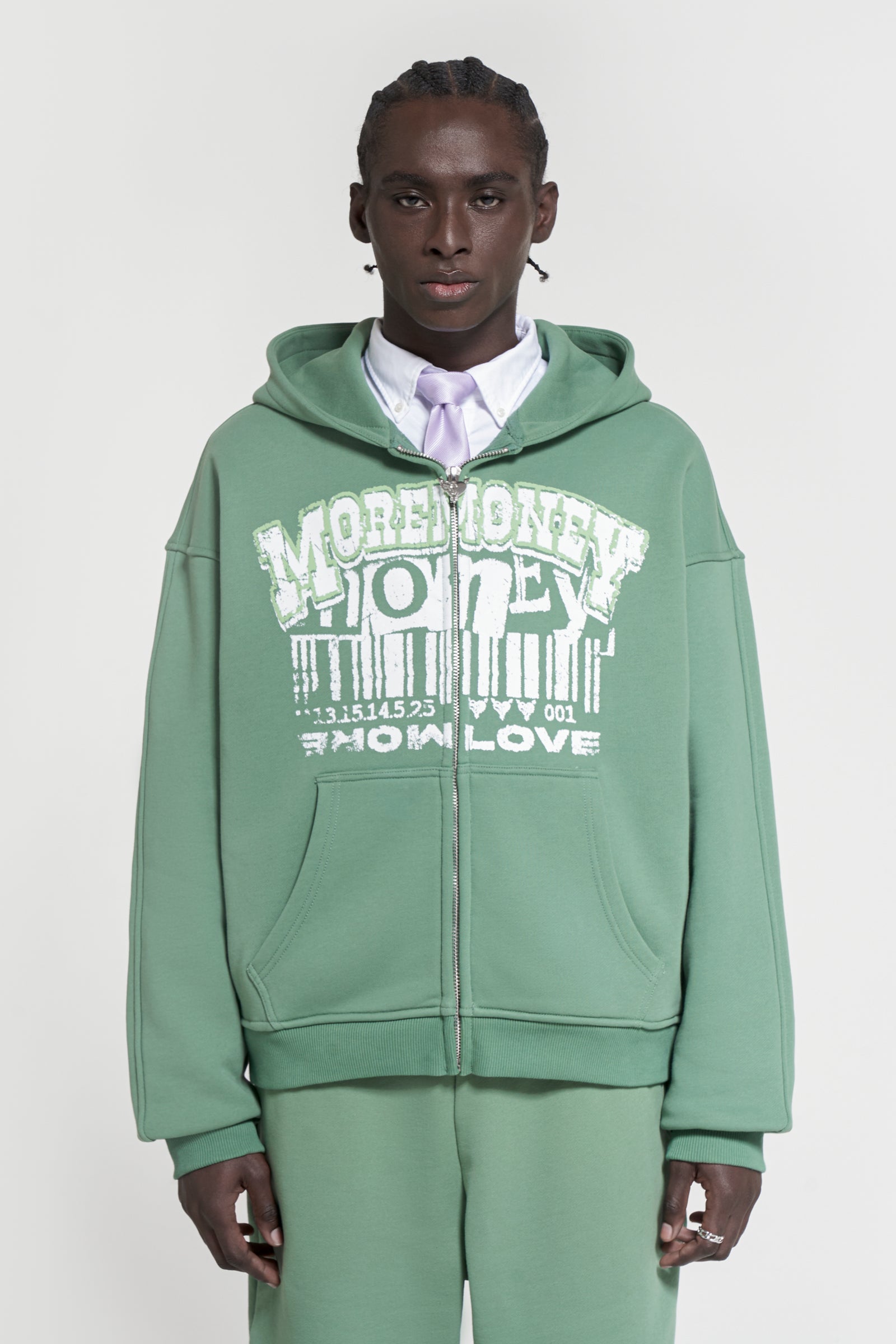 BASELESS BARCODE ZIP CHROME GREEN - Streetwear Zip Hoodie – MORE MONEY ...